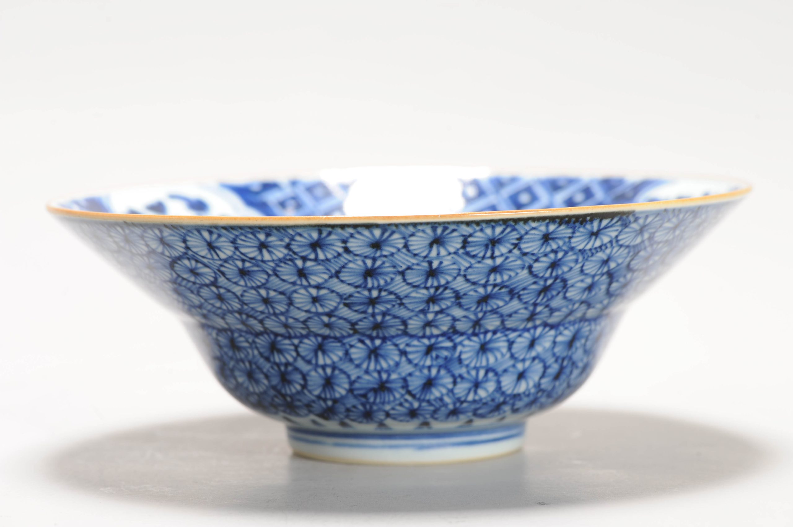 Antique Qing Period Chinese Porcelain Klapmuts Bowl Geometric Design Marked - 图片 10