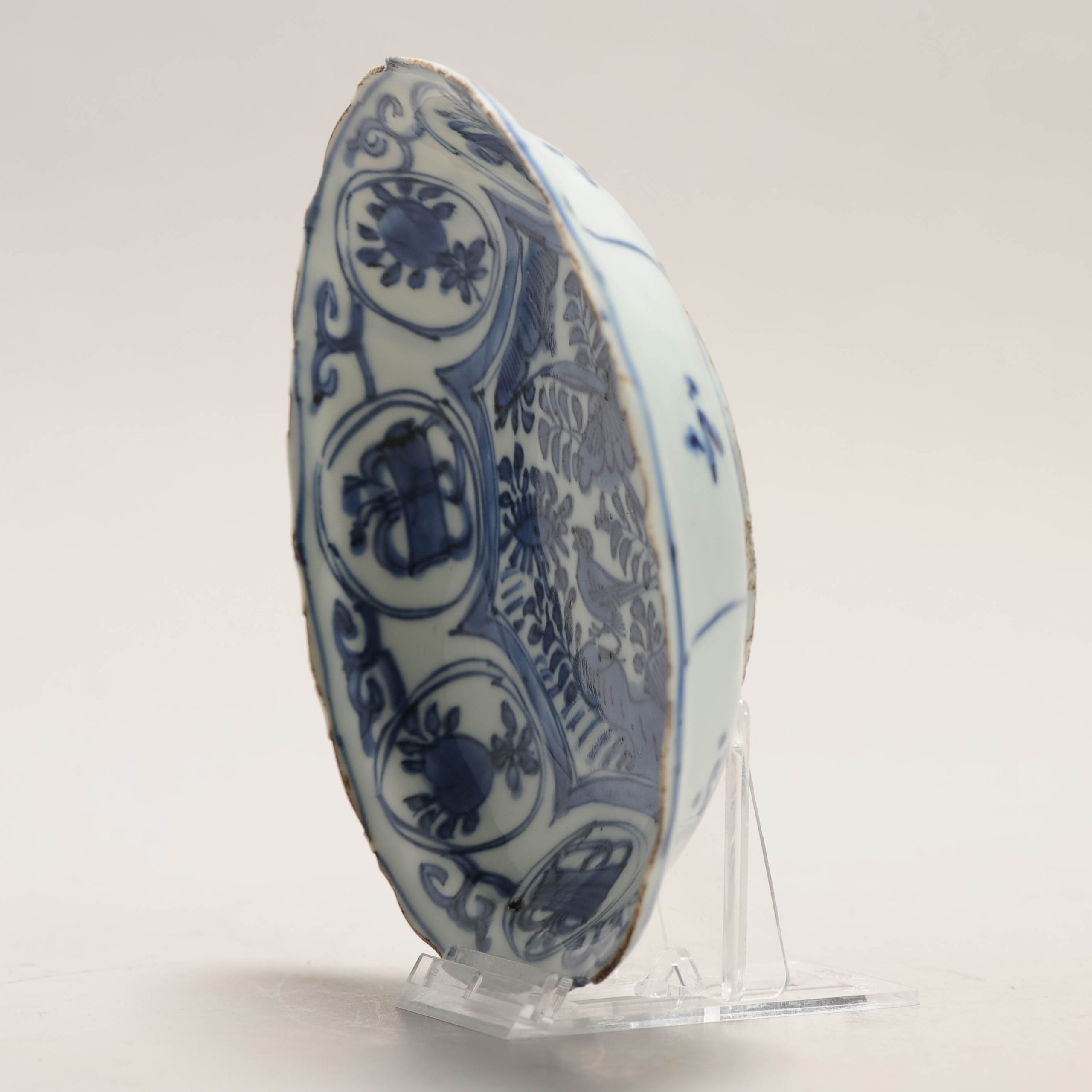 Antique Ming Period Chinese Porcelain Kraak dish symbols BIRD Flowers - Image 11