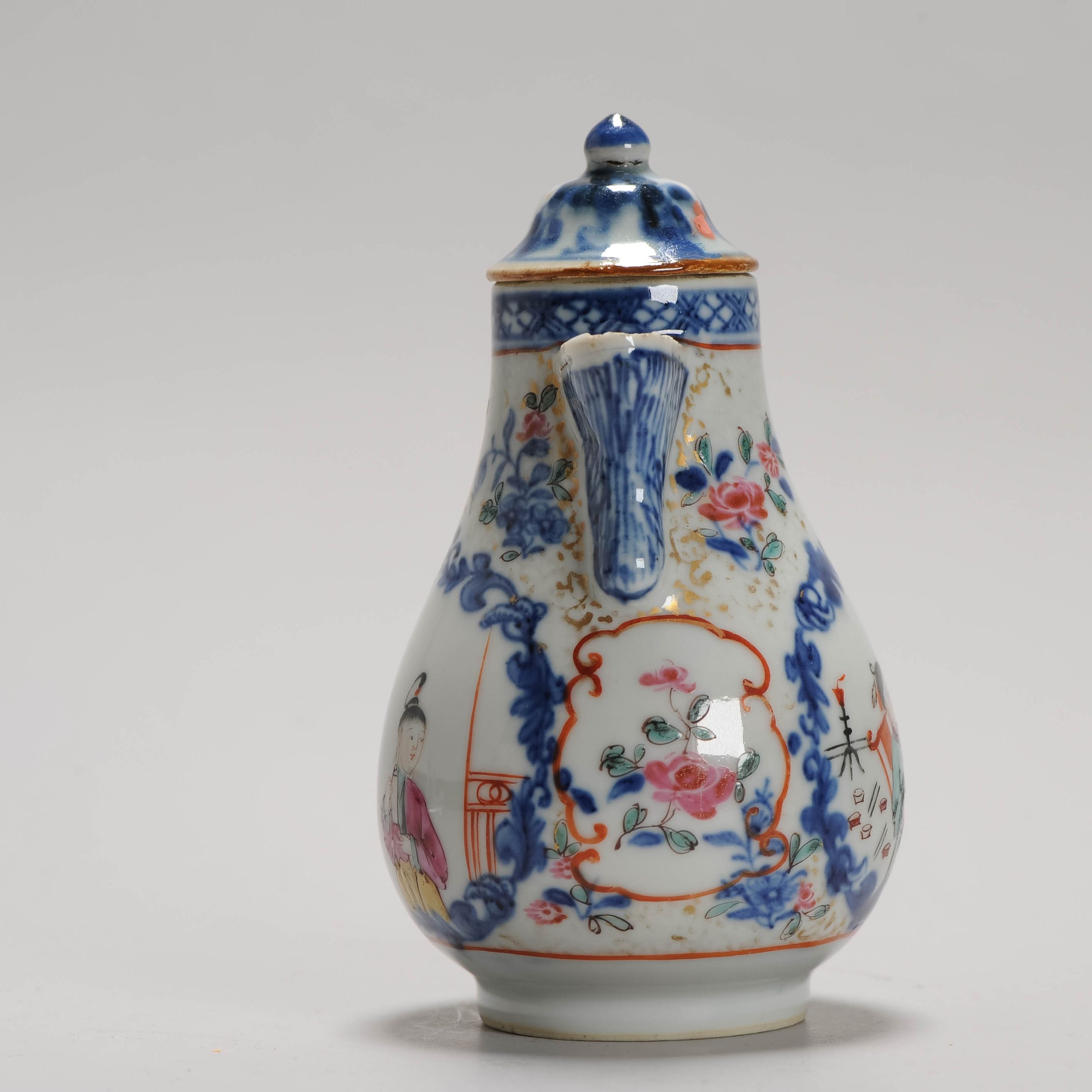 Antique 18C Chinese Porcelain Milk Jug China Mandarin Rose Qianlong Period - Image 12