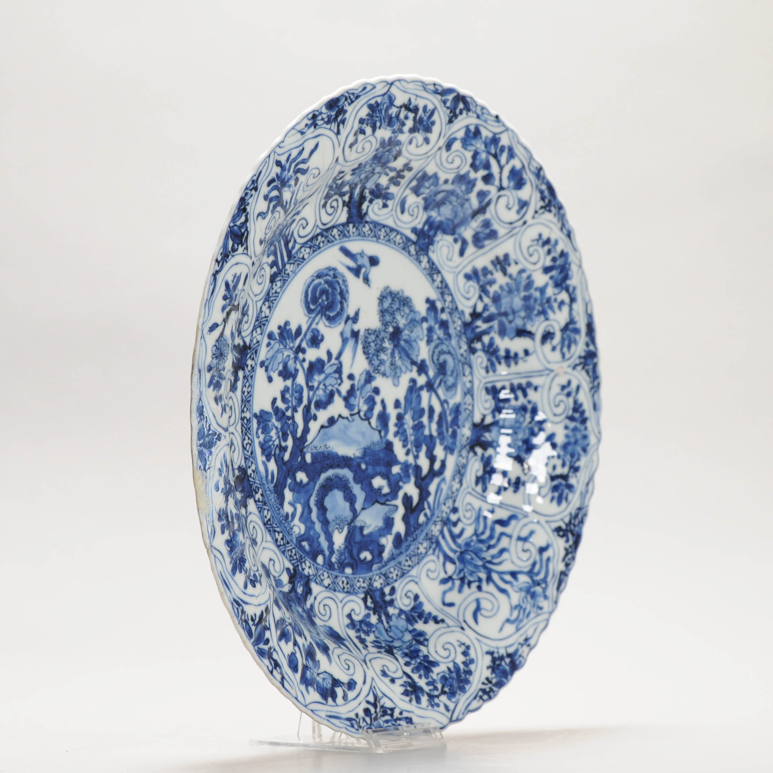 Antique Qing Kangxi Period Chinese Porcelain Plate Large size Marked Base - Image 4