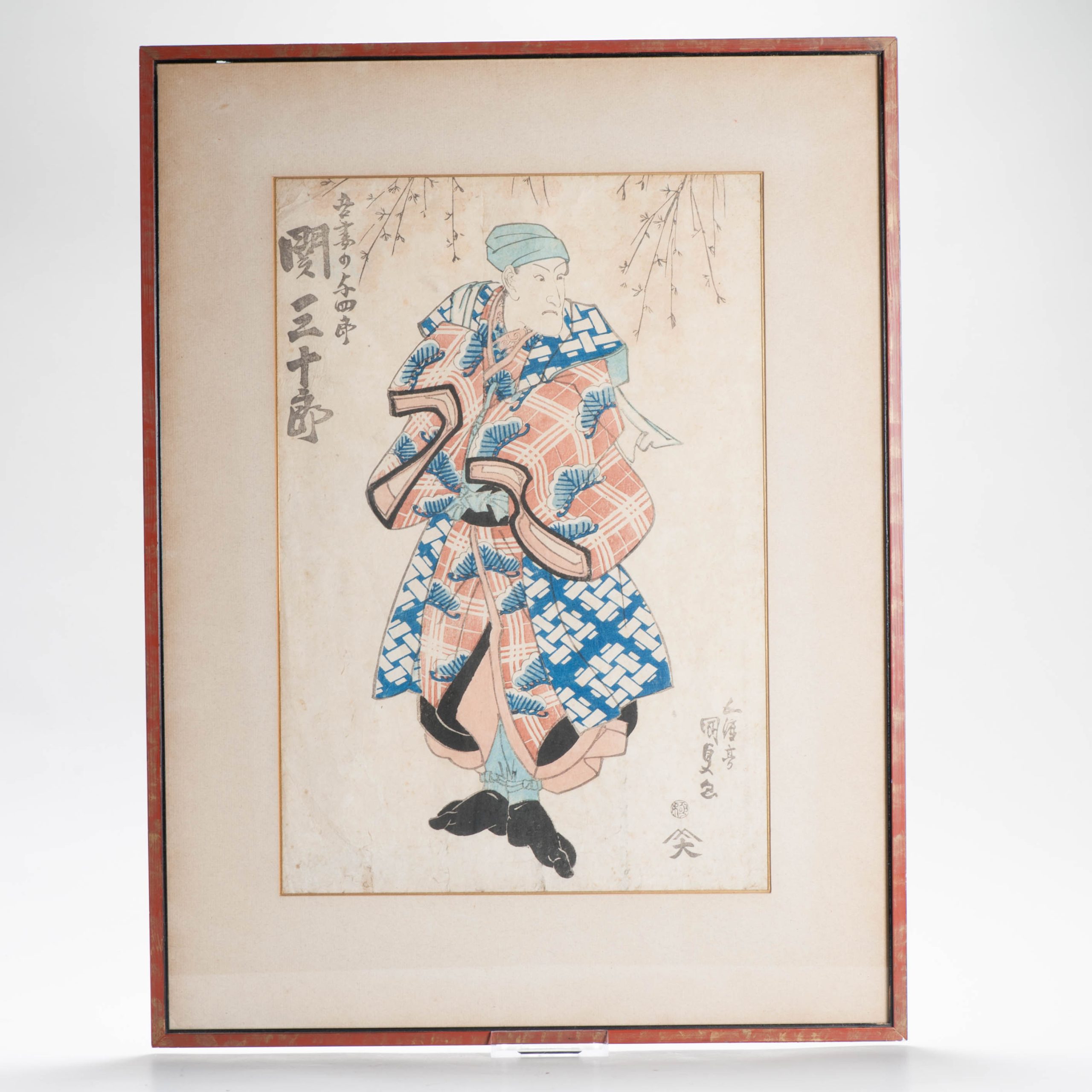 Antique 19th c Woodblock Print – Utagawa Kunisada I (1786 – 1865) Kabuki actor Nagayoshi Hokoma