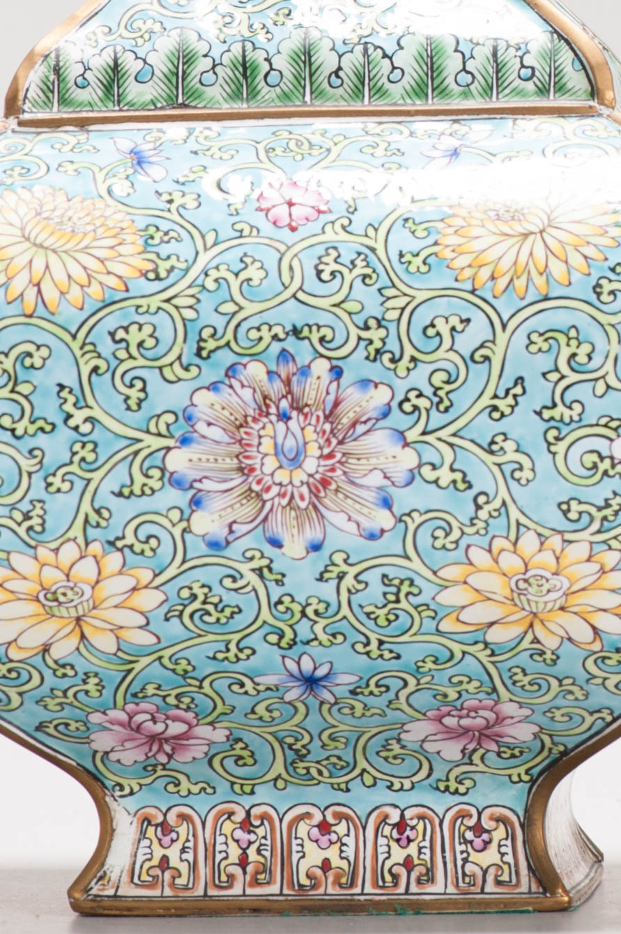 Antique 19th or 20th c Enamel Bronze Cantonese Vases Chinese China Flower - Image 13