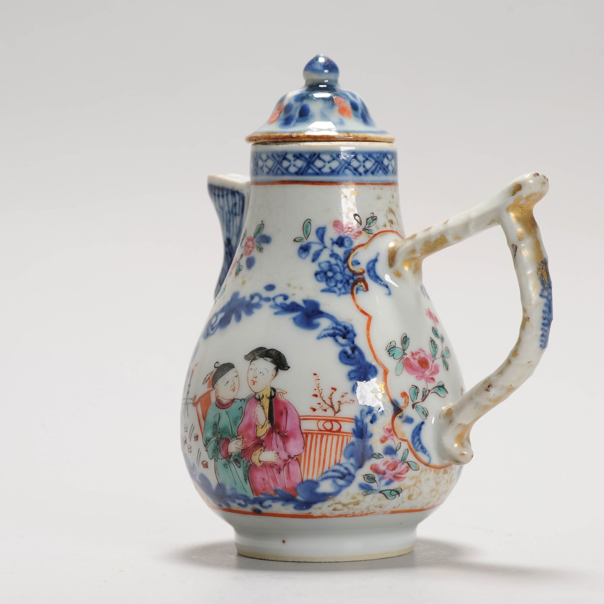 Antique 18C Chinese Porcelain Milk Jug China Mandarin Rose Qianlong Period - Image 9