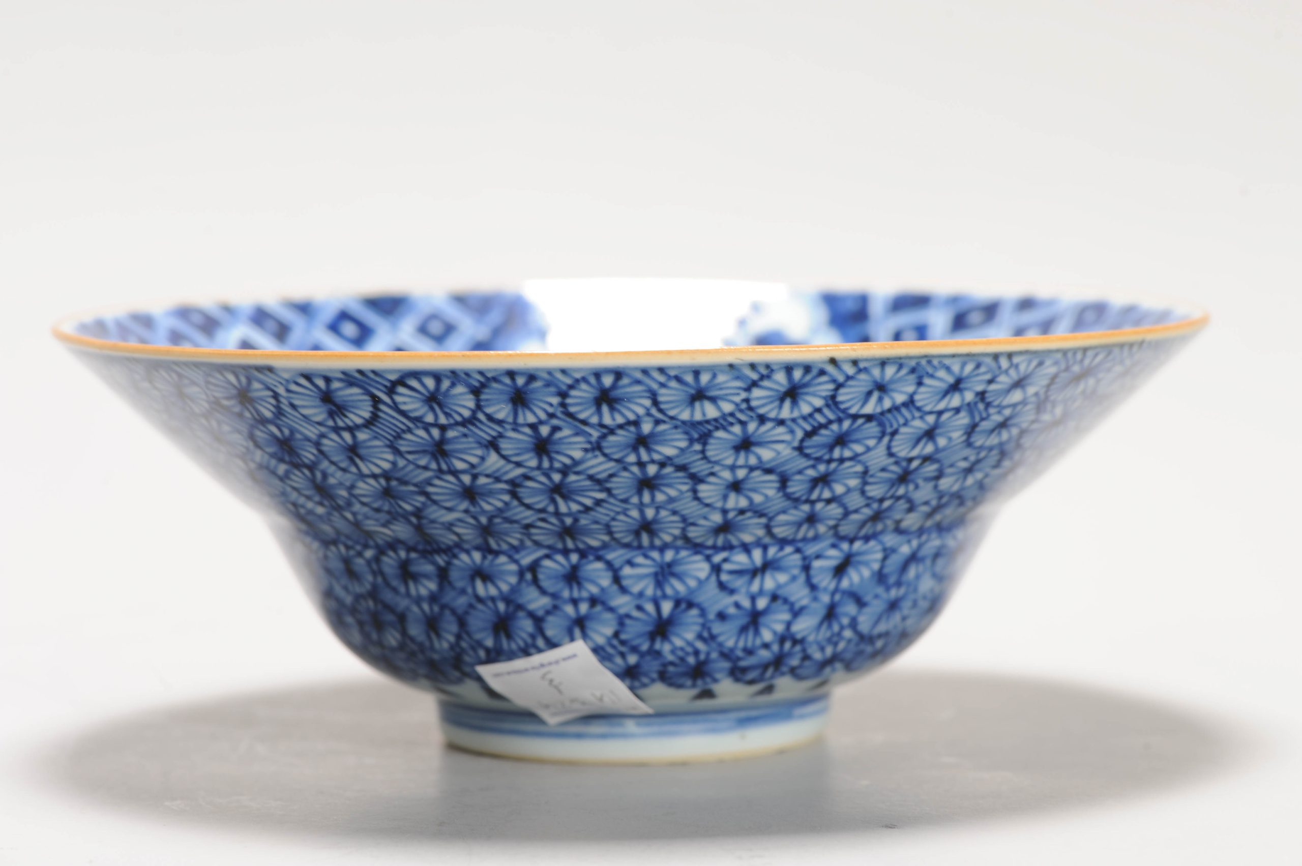 Antique Qing Period Chinese Porcelain Klapmuts Bowl Geometric Design Marked - 图片 5