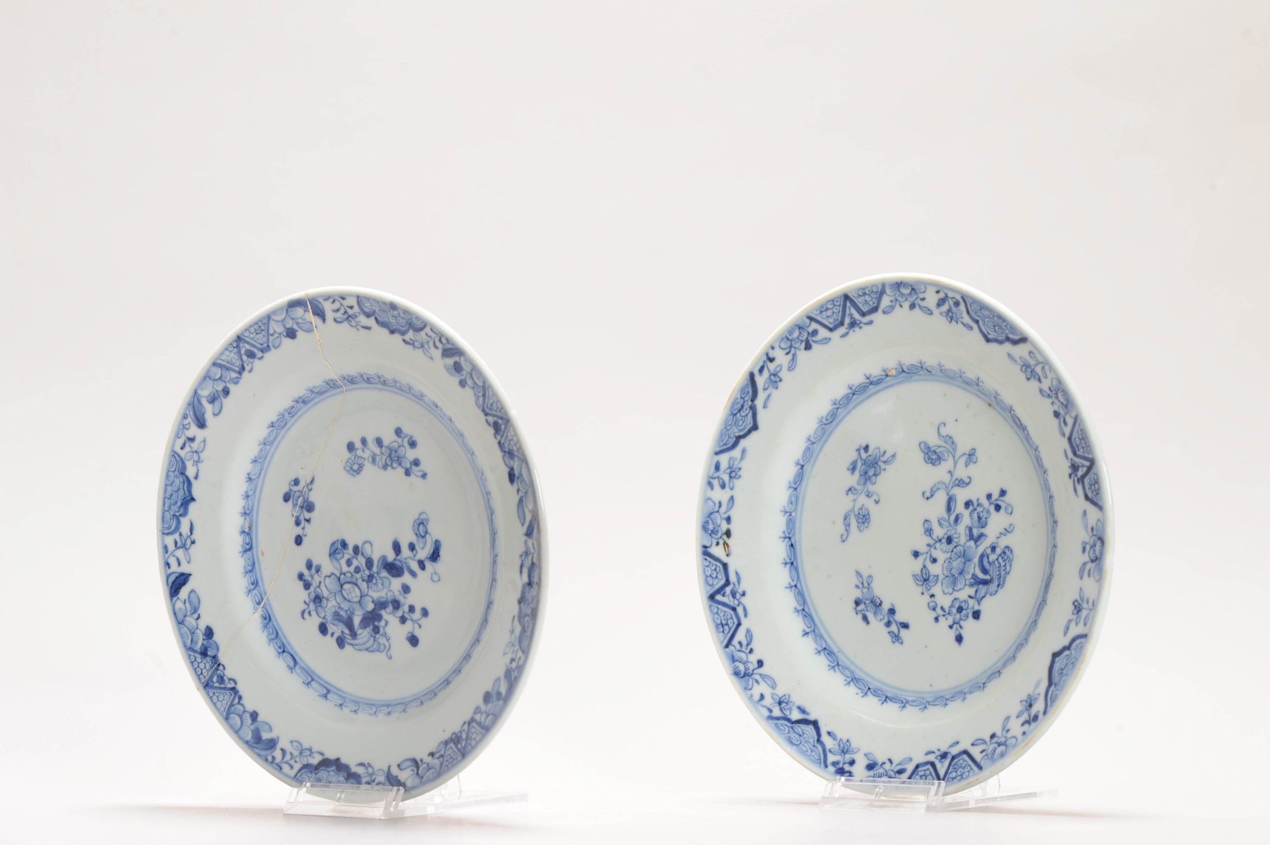 #2 Antique Chinese Porcelain 18C Kangxi/Yongzheng Blue White Set Porridge Plates - Image 12