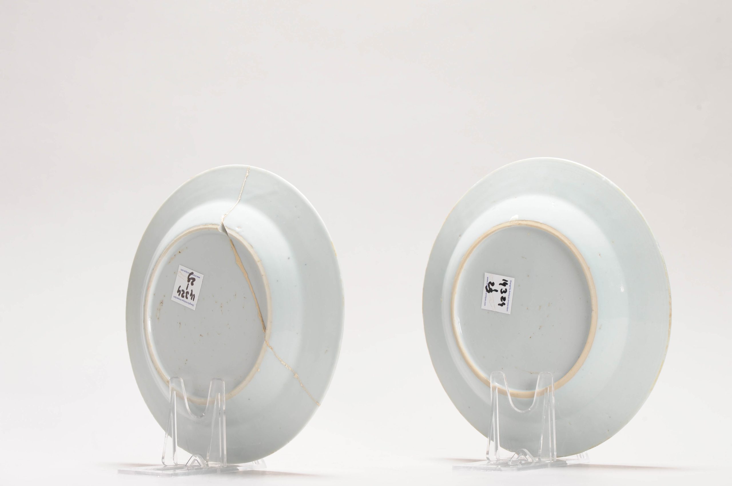 #2 Antique Chinese Porcelain 18C Kangxi/Yongzheng Blue White Set Porridge Plates - Image 6