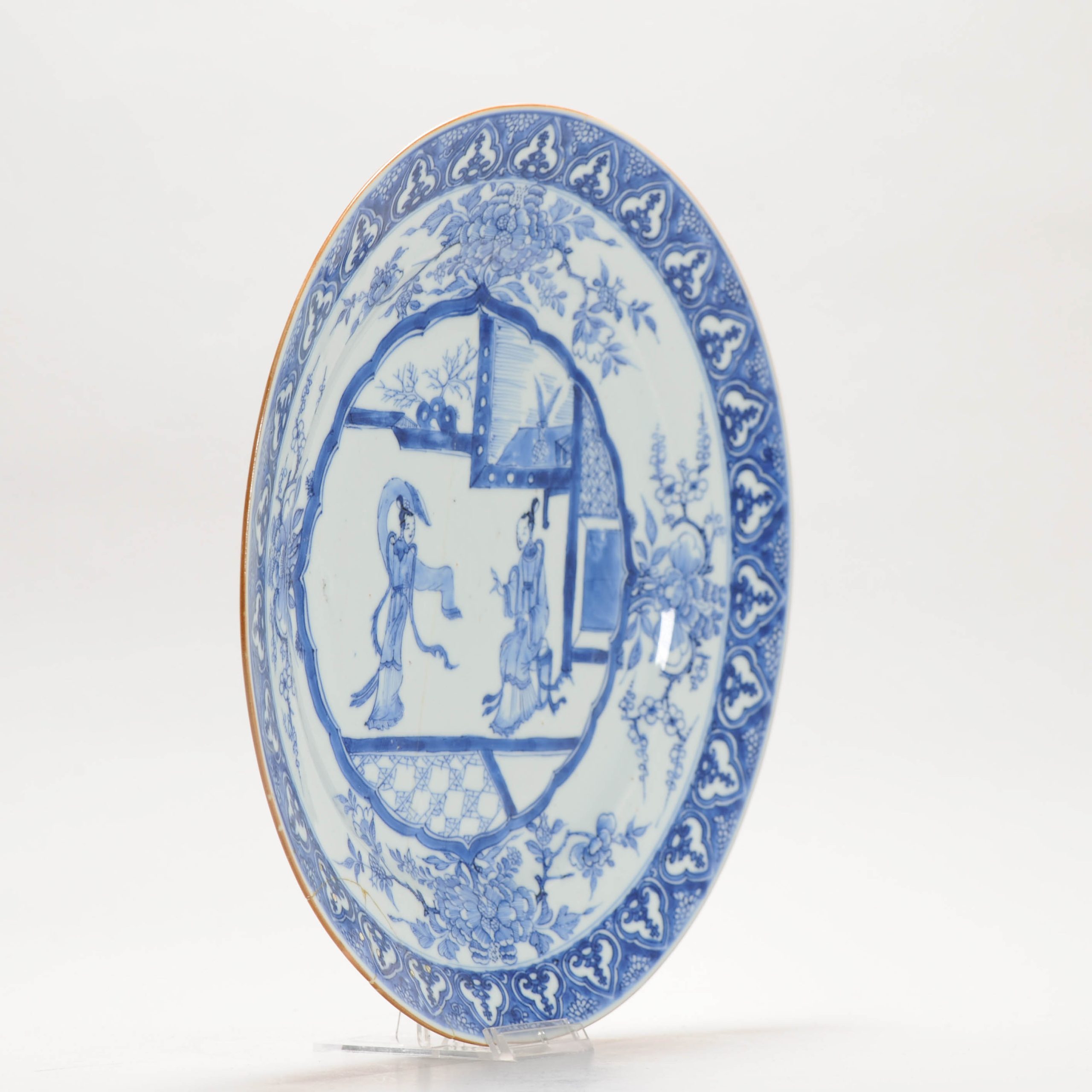 27.3CM Antique Chinese Ca 1700 Kangxi Chinese Porcelain Dish LIZA GARDEN - Image 4
