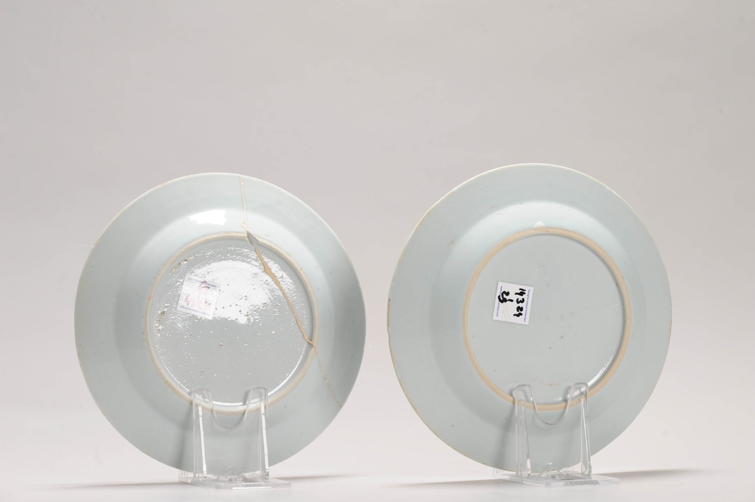 #2 Antique Chinese Porcelain 18C Kangxi/Yongzheng Blue White Set Porridge Plates - Image 8