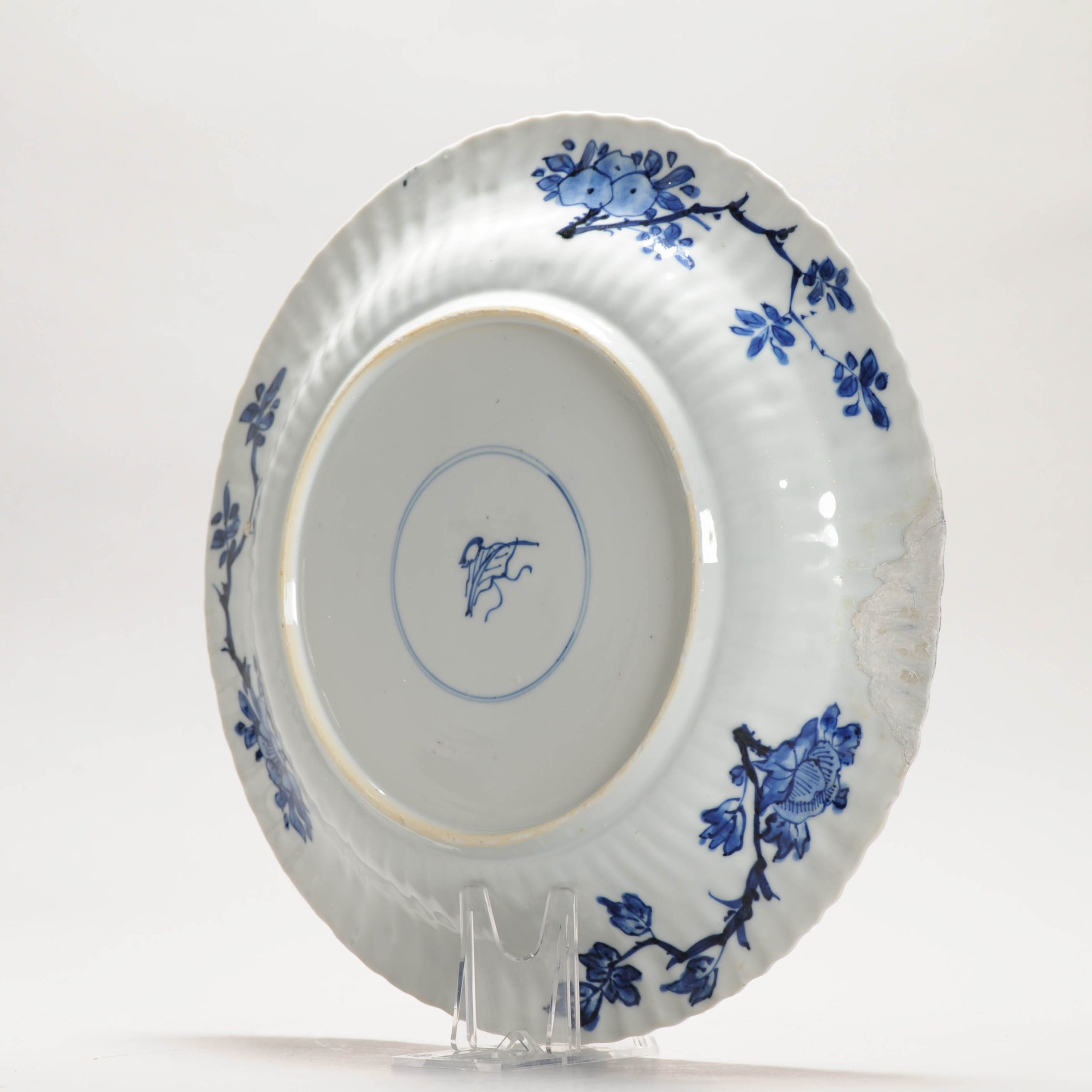 Antique Qing Kangxi Period Chinese Porcelain Plate Large size Marked Base - Image 7