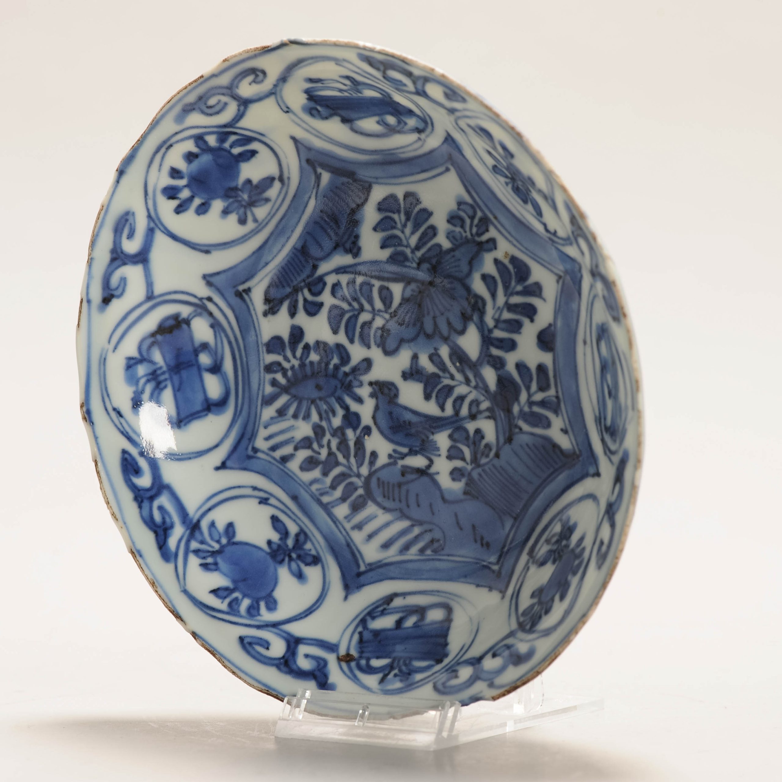 Antique Ming Period Chinese Porcelain Kraak dish symbols BIRD Flowers - Image 12