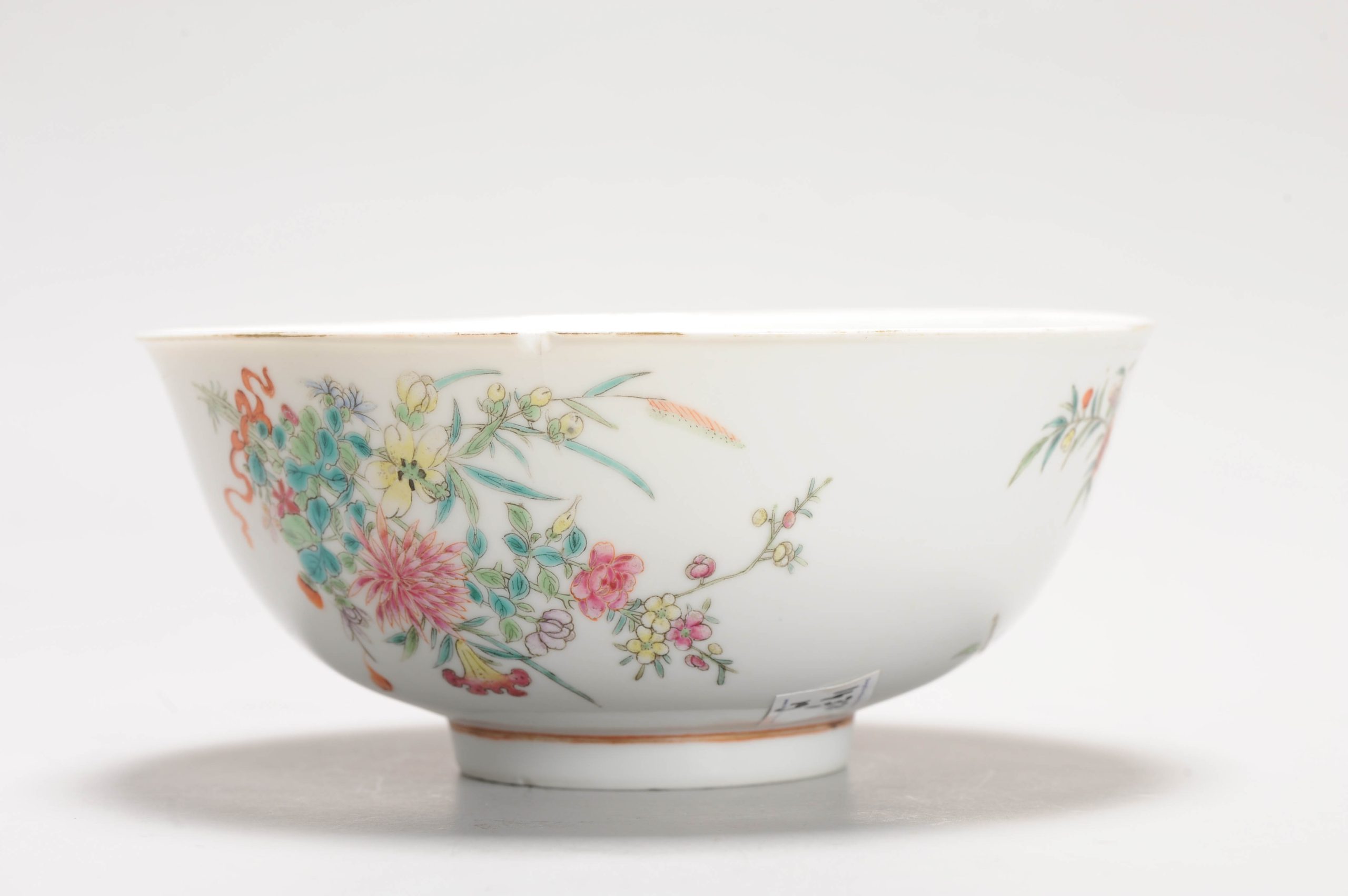 Antique Chinese porcelain Republic period Xian Shi Marked Bowl Flowers - Image 7