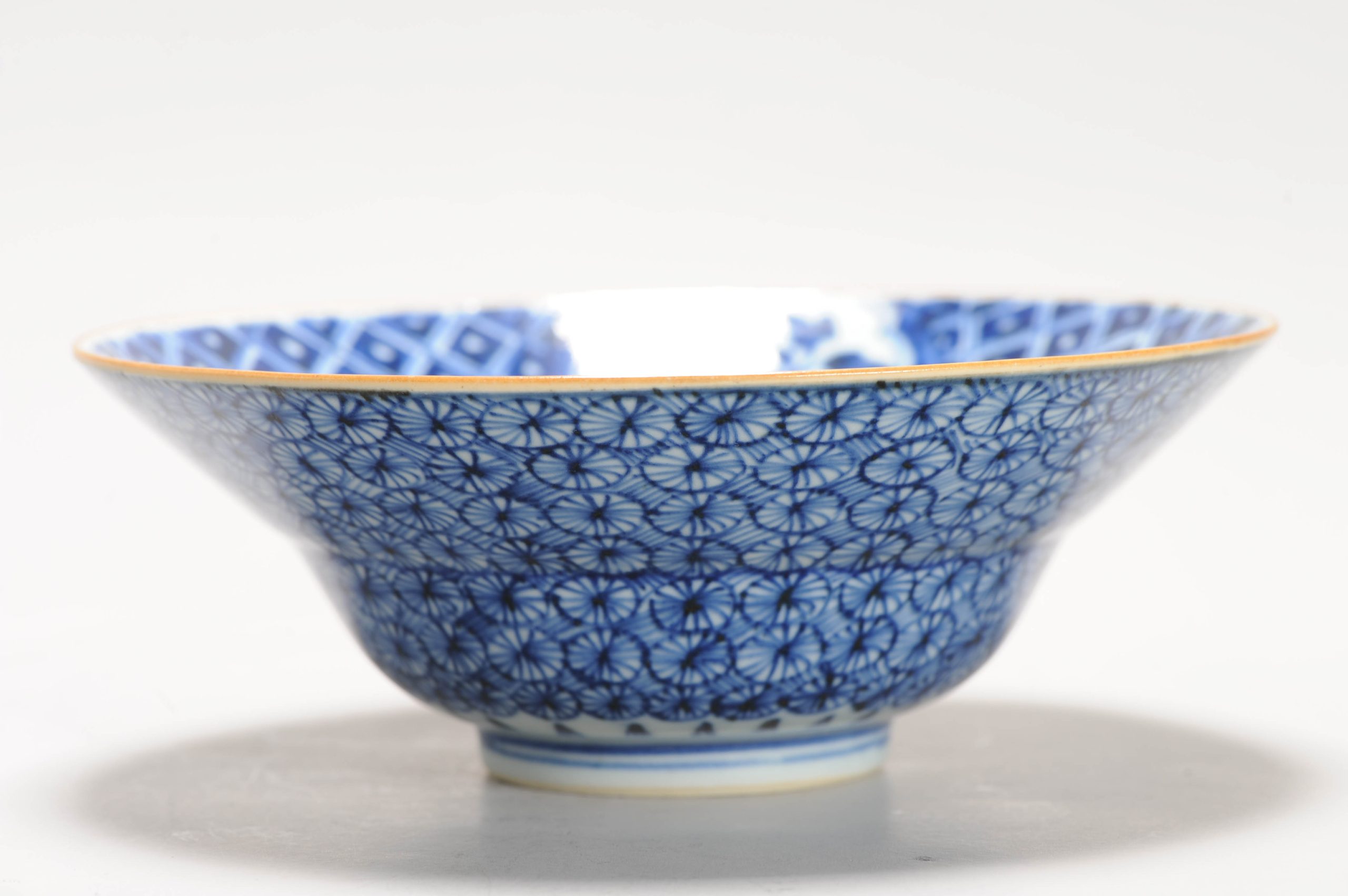 Antique Qing Period Chinese Porcelain Klapmuts Bowl Geometric Design Marked - 图片 12