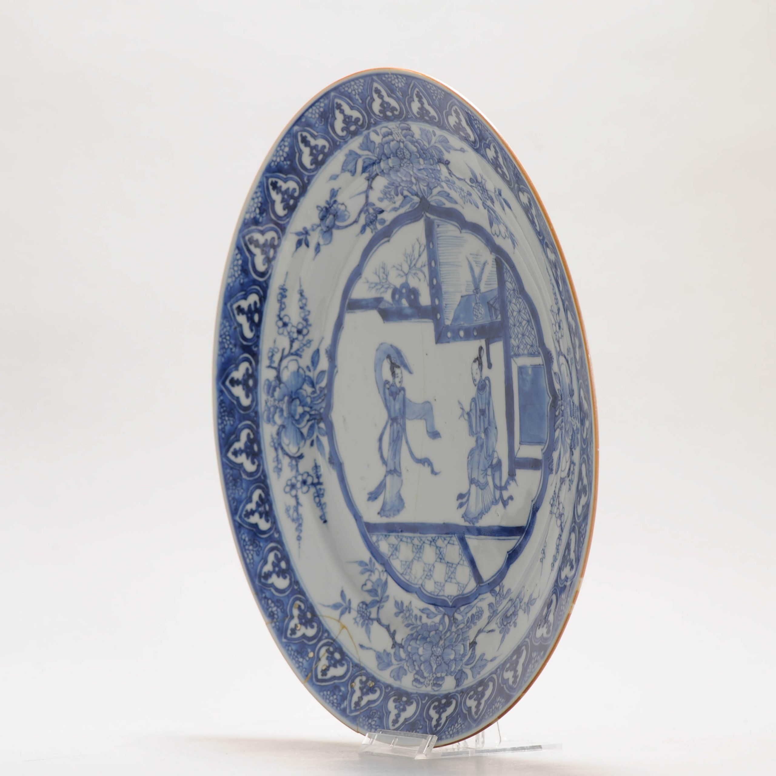 27.3CM Antique Chinese Ca 1700 Kangxi Chinese Porcelain Dish LIZA GARDEN - Image 12