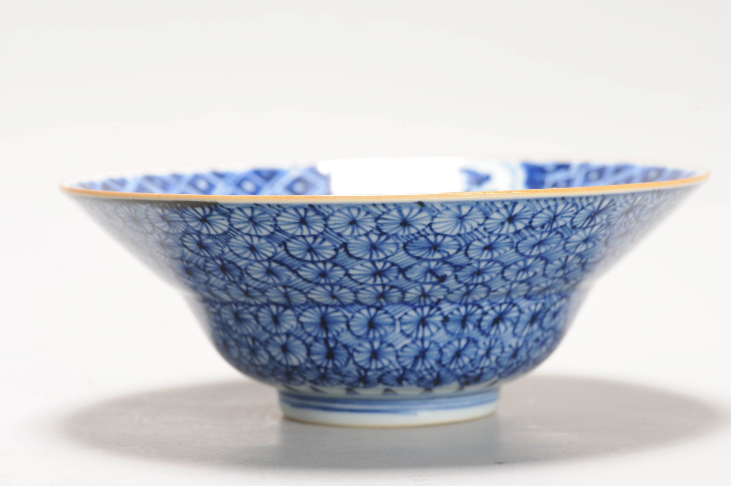 Antique Qing Period Chinese Porcelain Klapmuts Bowl Geometric Design Marked - 图片 8
