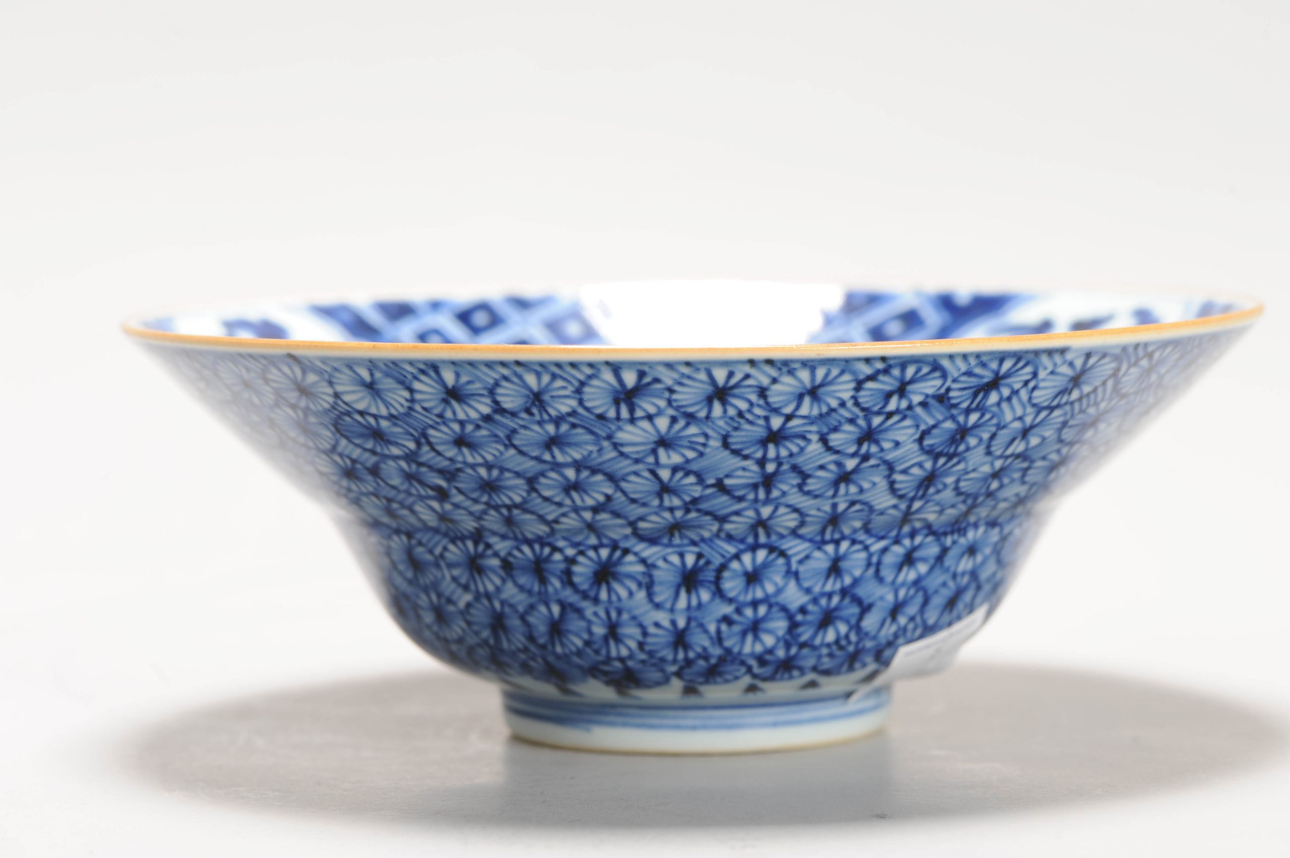 Antique Qing Period Chinese Porcelain Klapmuts Bowl Geometric Design Marked - 图片 7