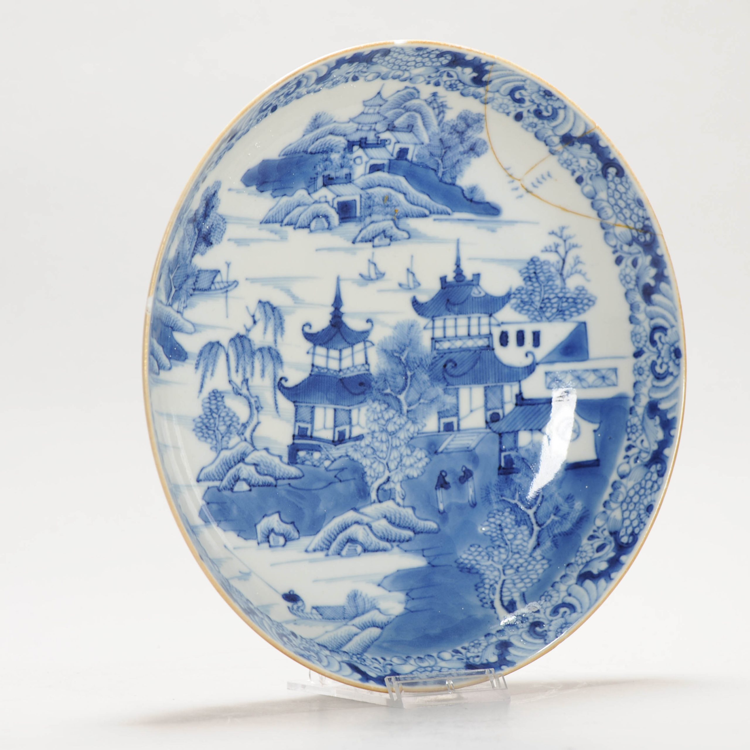 Antique Qianlong Qing Period Chinese Porcelain Plate Marked Base - Image 3