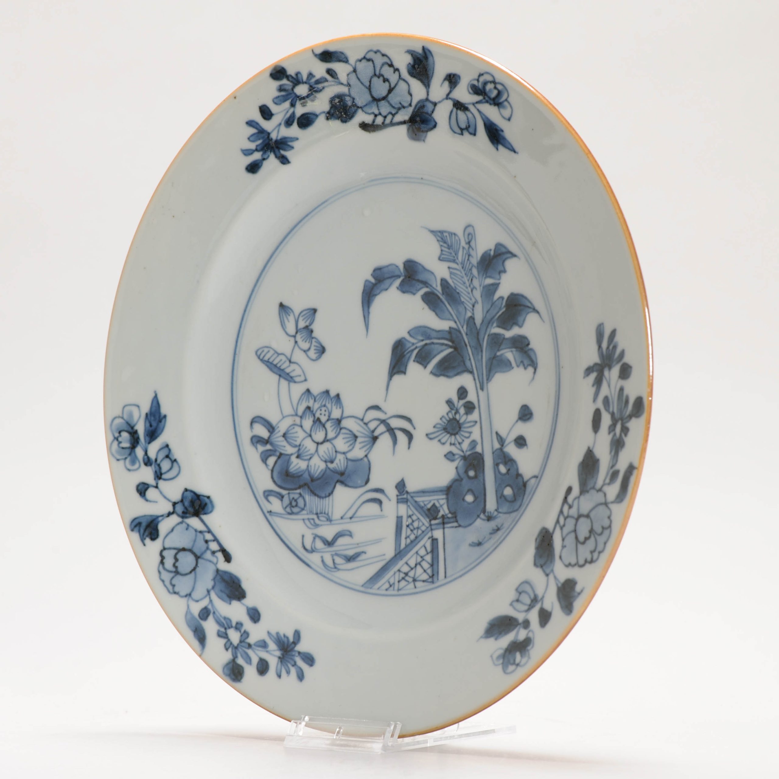 Antique 18C Chinese Porcelain Qianlong Blue And White Flowers - Image 9