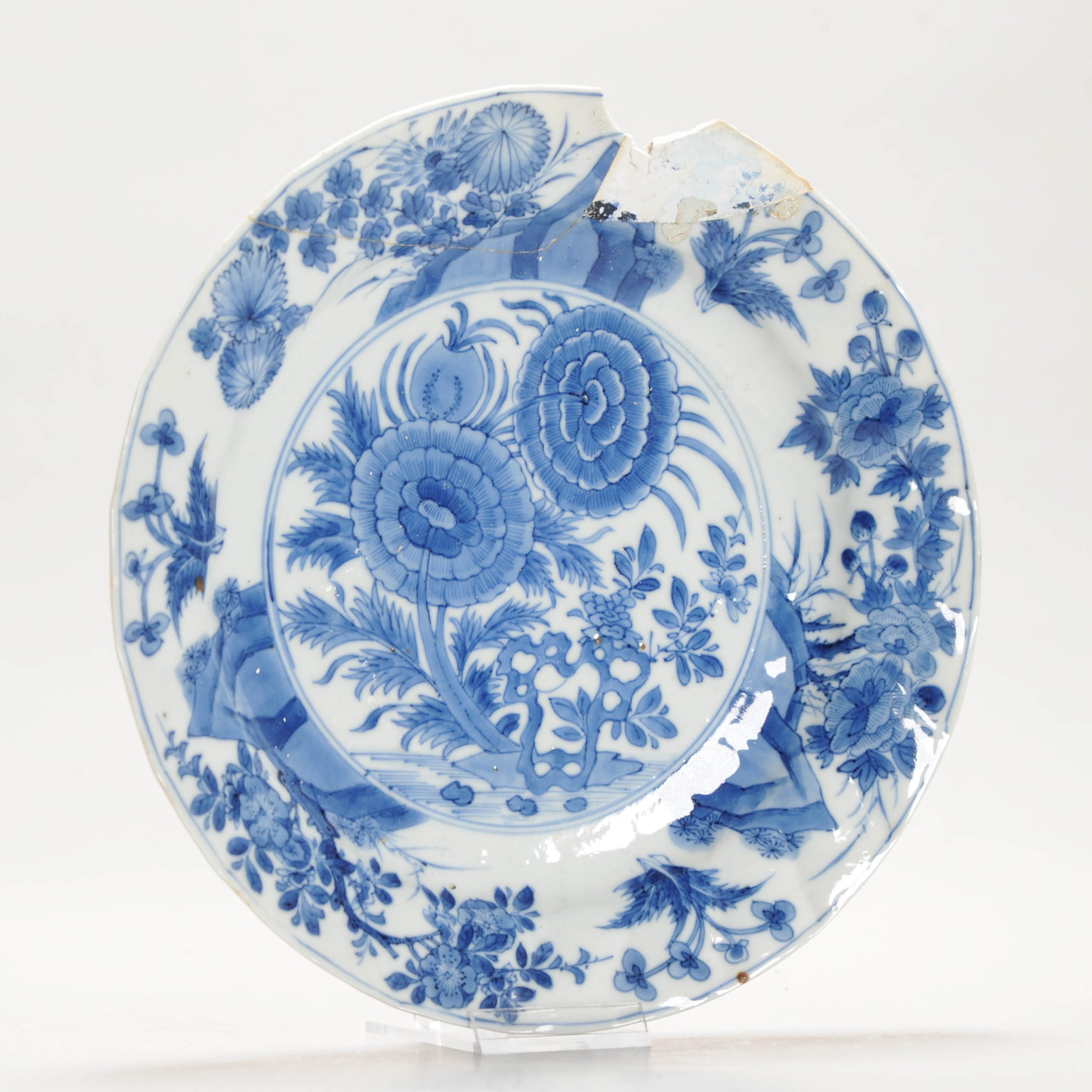 Antique Kangxi/Yongzheng Qing Chinese Porcelain Plate Incense Burner Mark - Image 2