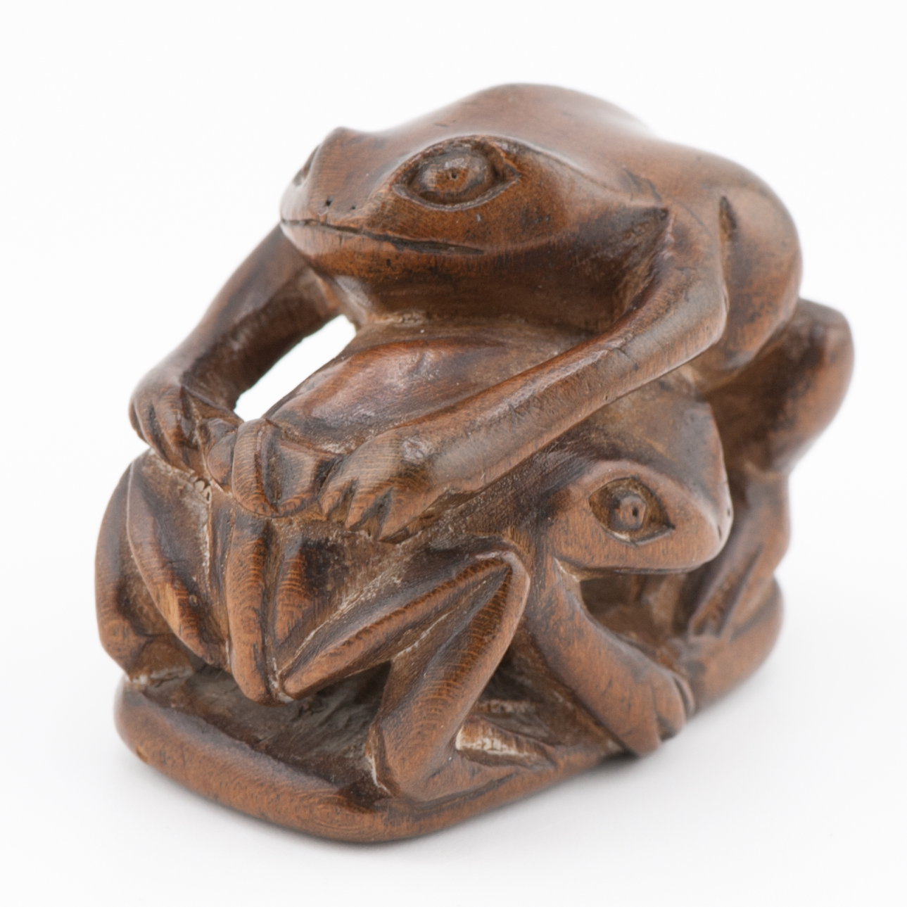 Antique Netsuke 19th C Japanese Japan Sumo Wrestling frogs Meiji Period