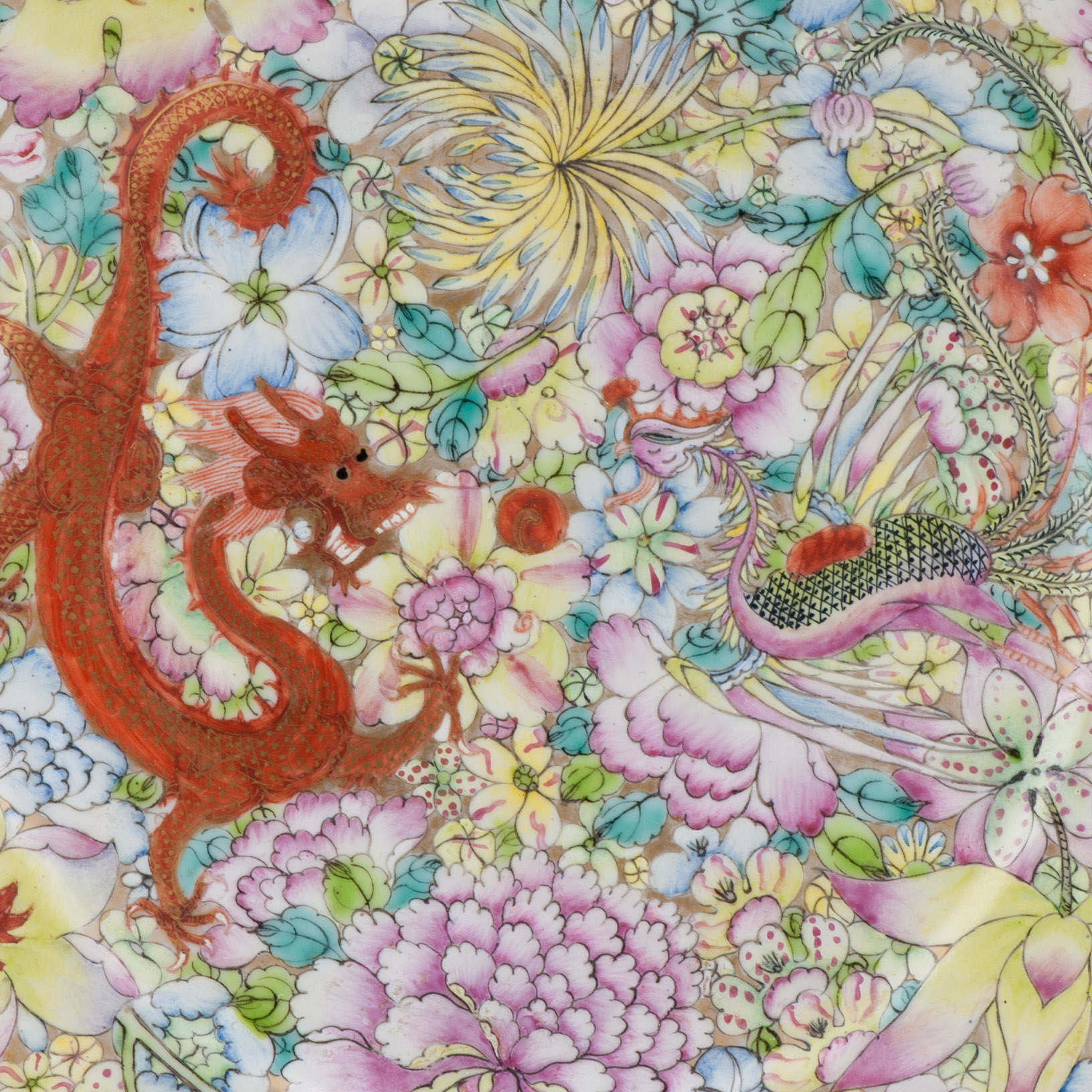 Antique 1st half of 20th c Chinese Porcelain Marked Millefiori Plate Republic Period - Image 5