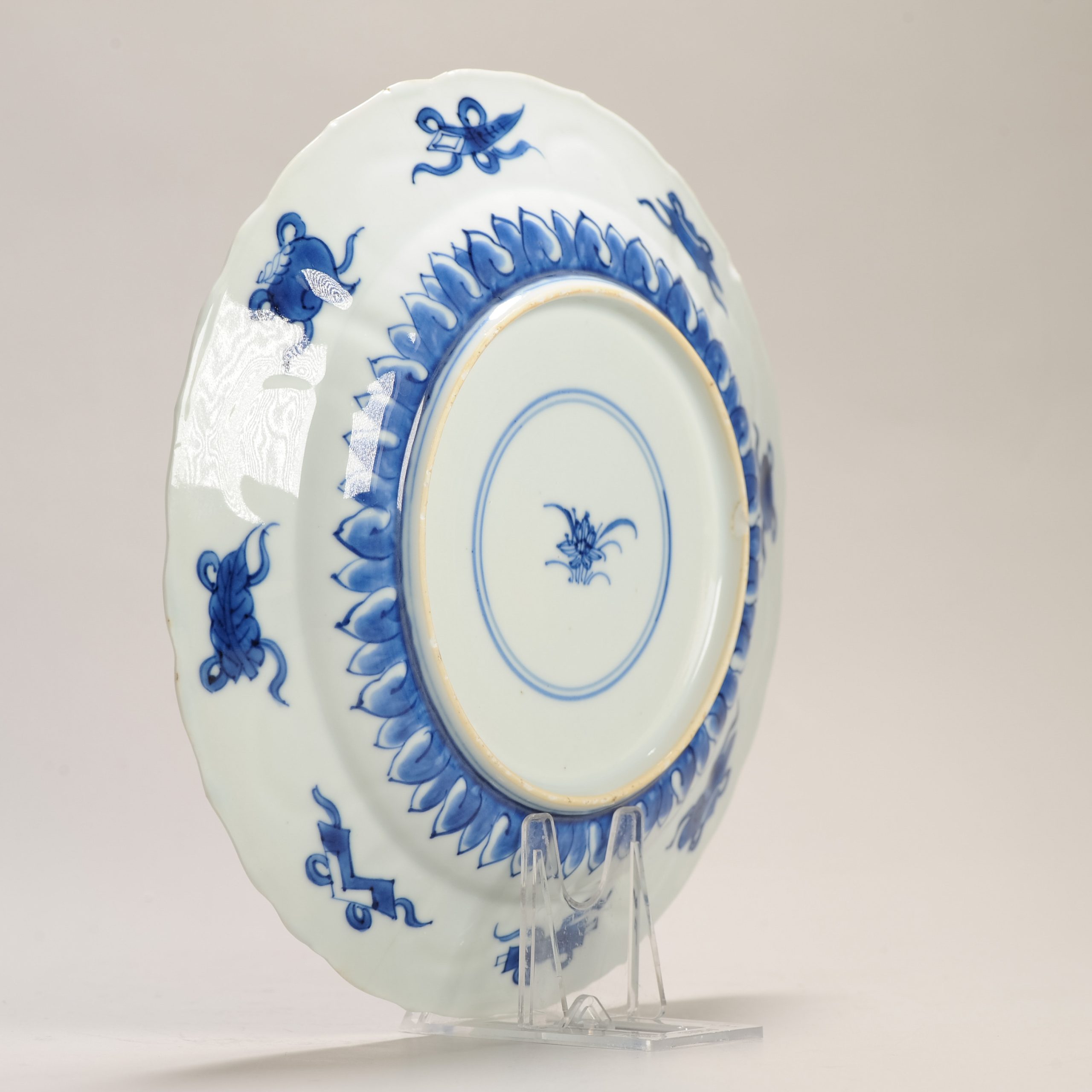 Antique 1700 Chinese Kangxi Period Porcelain Dish Plate Marked Base - Image 8