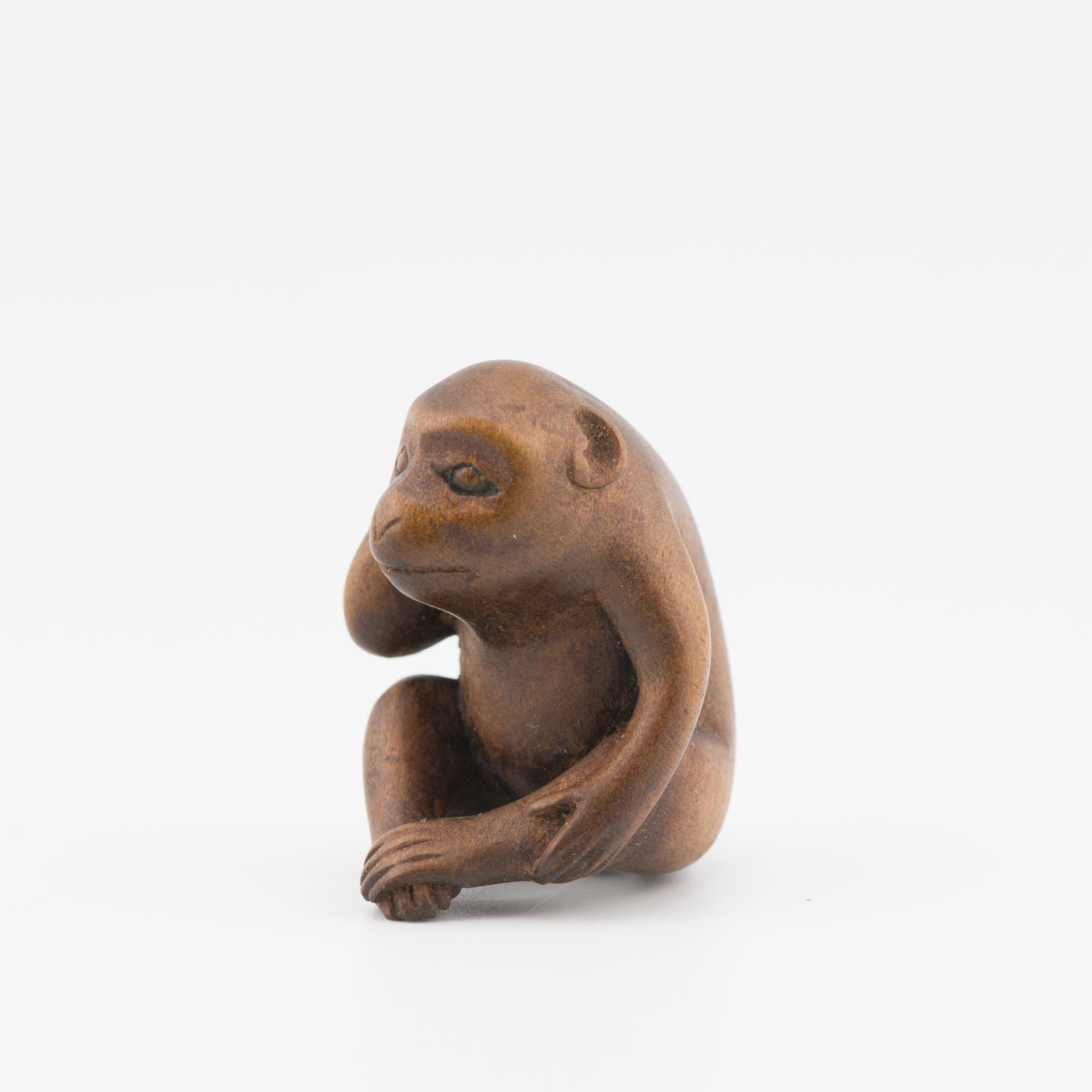 Antique Netsuke 19/20th C Japanese Japan Monkey Thinking Meiji Period