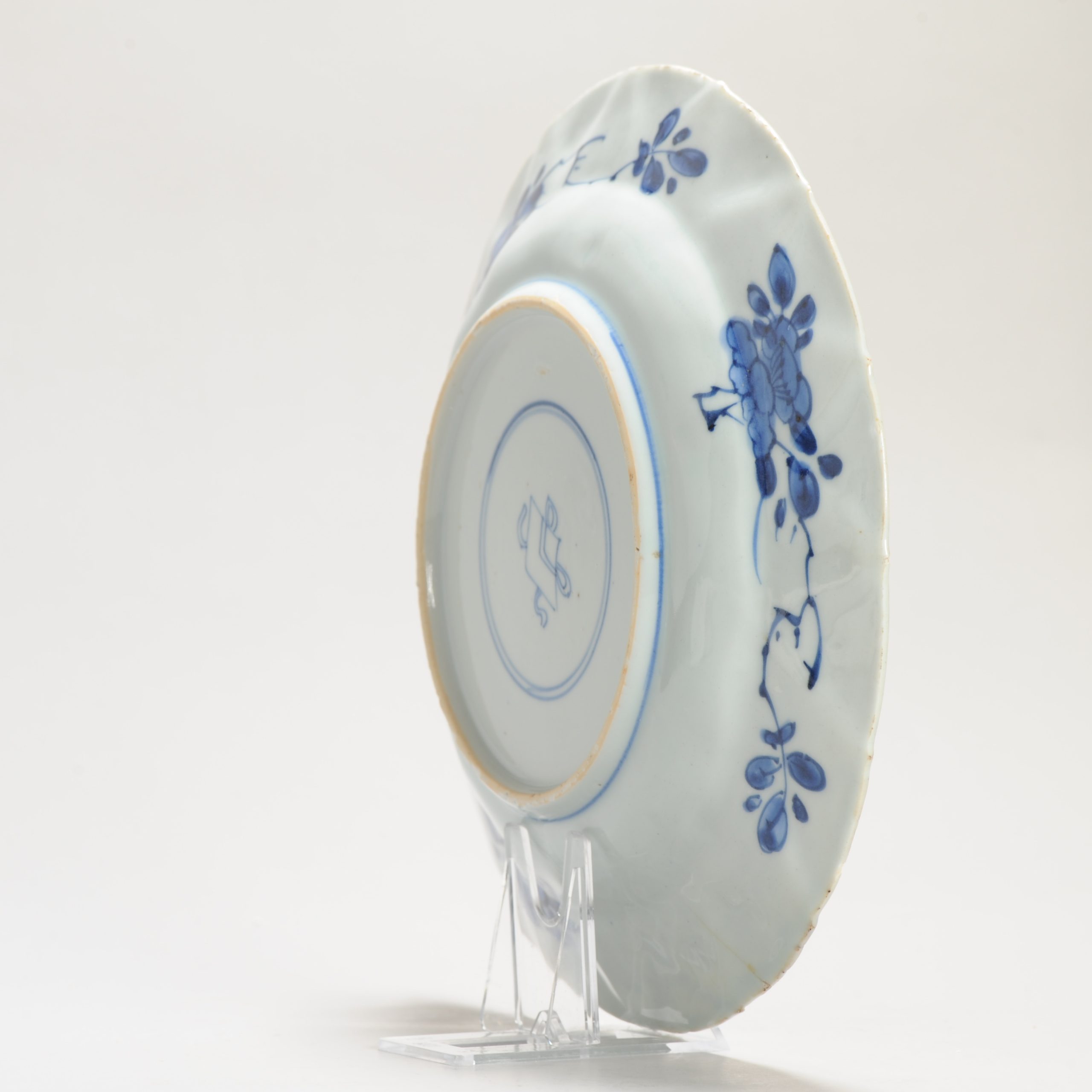 Antique 1700 Chinese Kangxi Period Porcelain Dish Plate Marked Base - Image 5