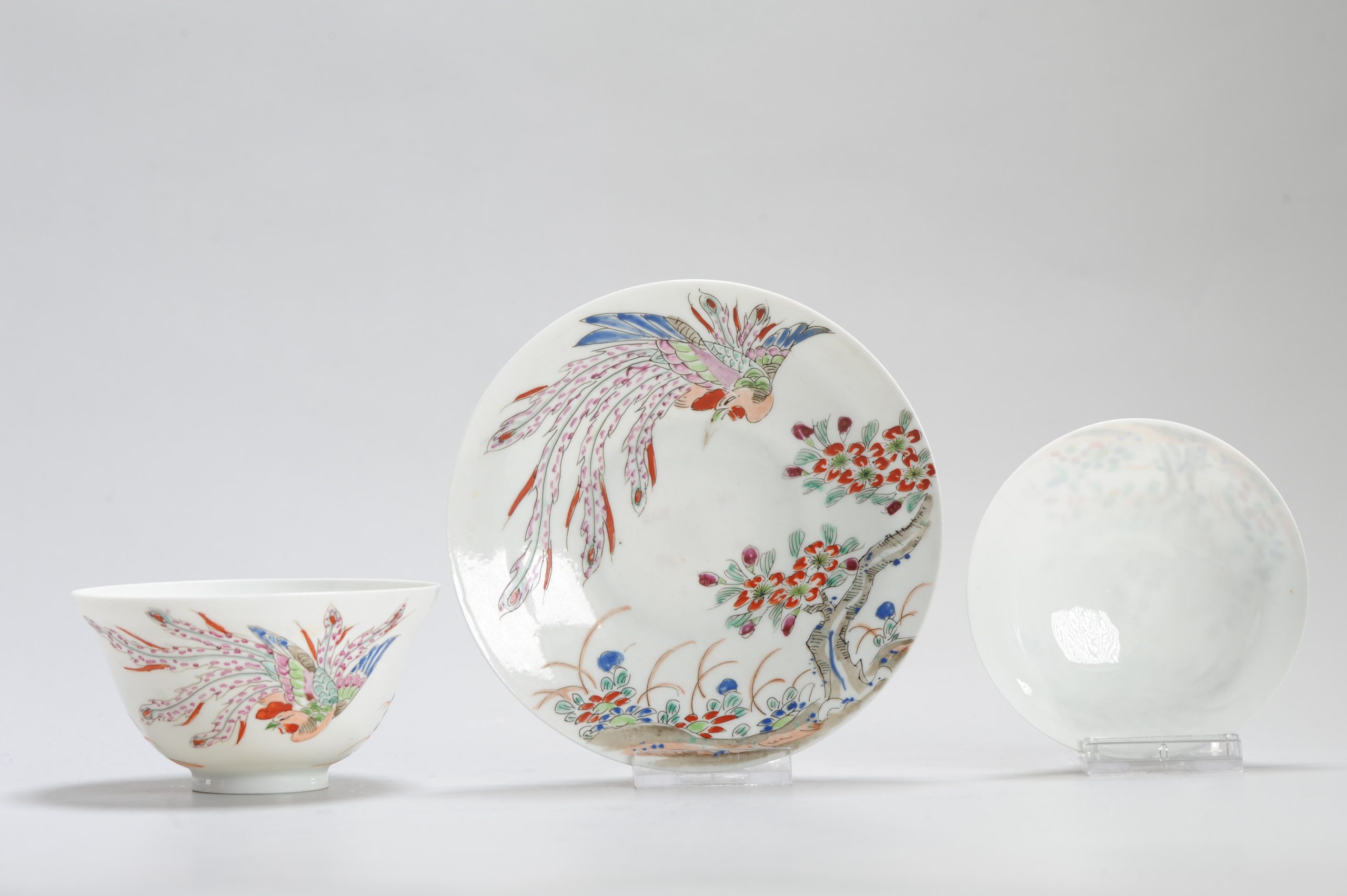 Antique Japanese Meiji Period Set Of Cup or Tea Bowl Porcelain Eggshell