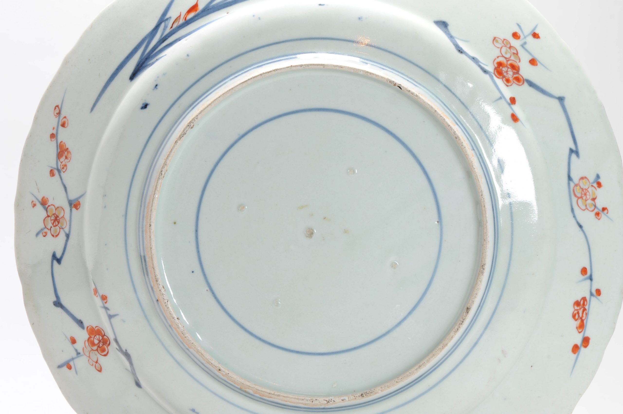 Antique Edo period Ca 1700 Japanese Porcelain Large Dish Imari Flowers Gilt - Image 2