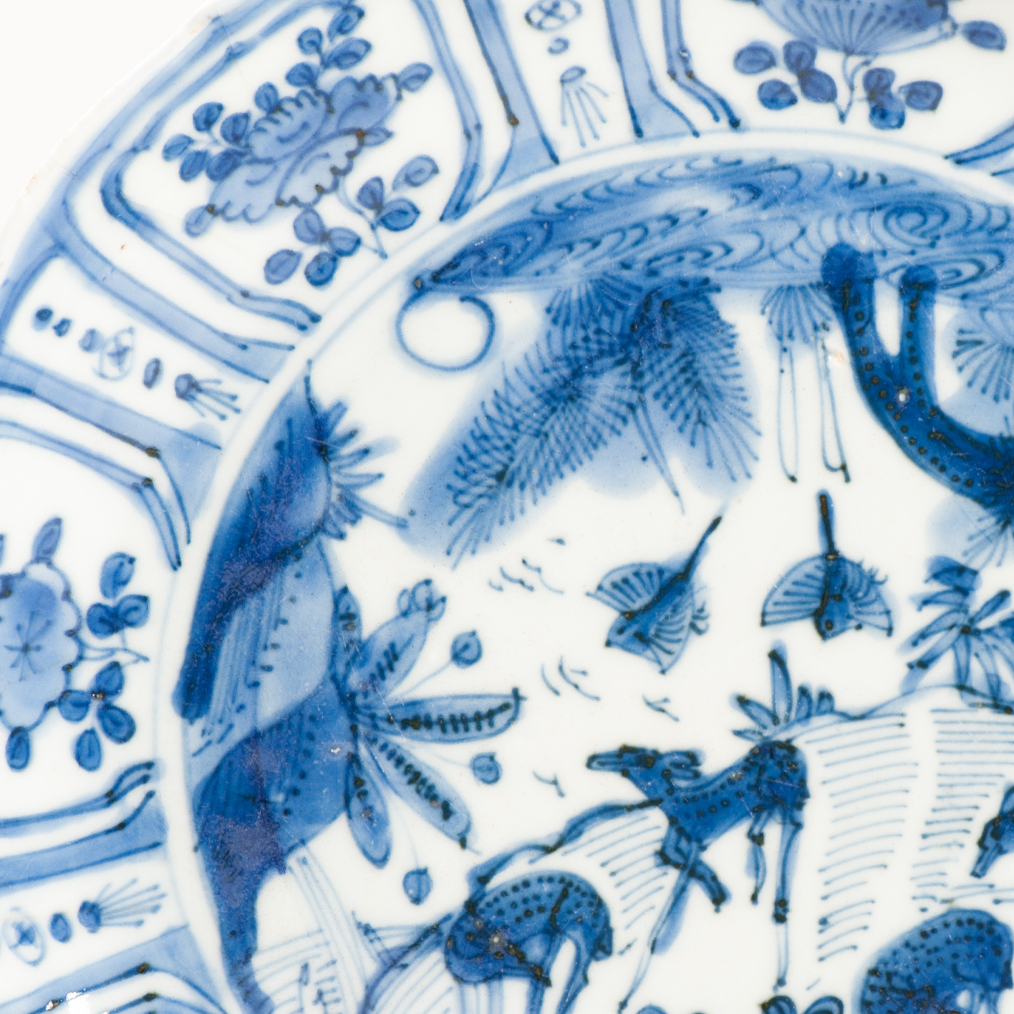 20.7CM Top Quality Antique Ming Period Chinese Porcelain Kraak Plate Deer - Image 8