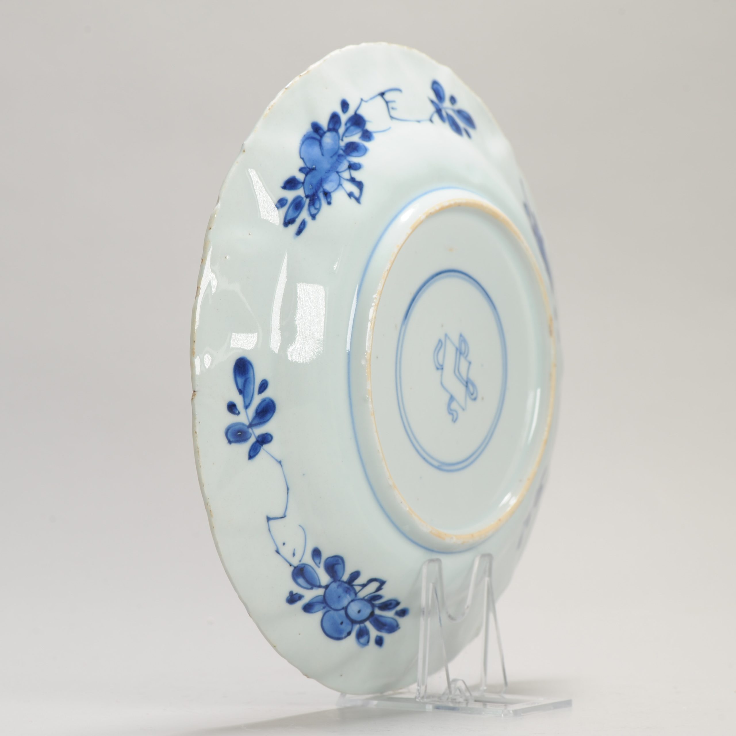 Antique 1700 Chinese Kangxi Period Porcelain Dish Plate Marked Base - Image 9