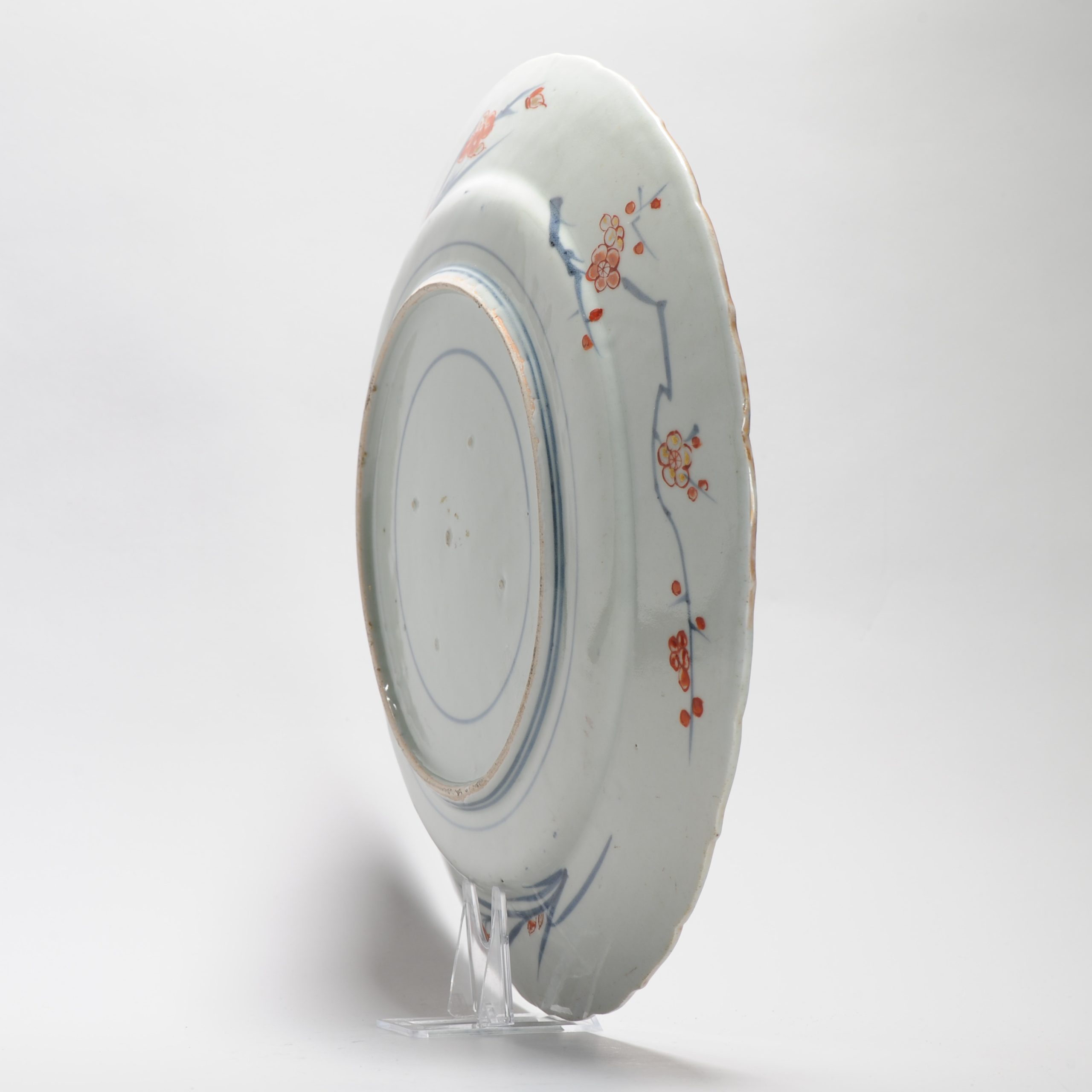 Antique Edo period Ca 1700 Japanese Porcelain Large Dish Imari Flowers Gilt - Image 7