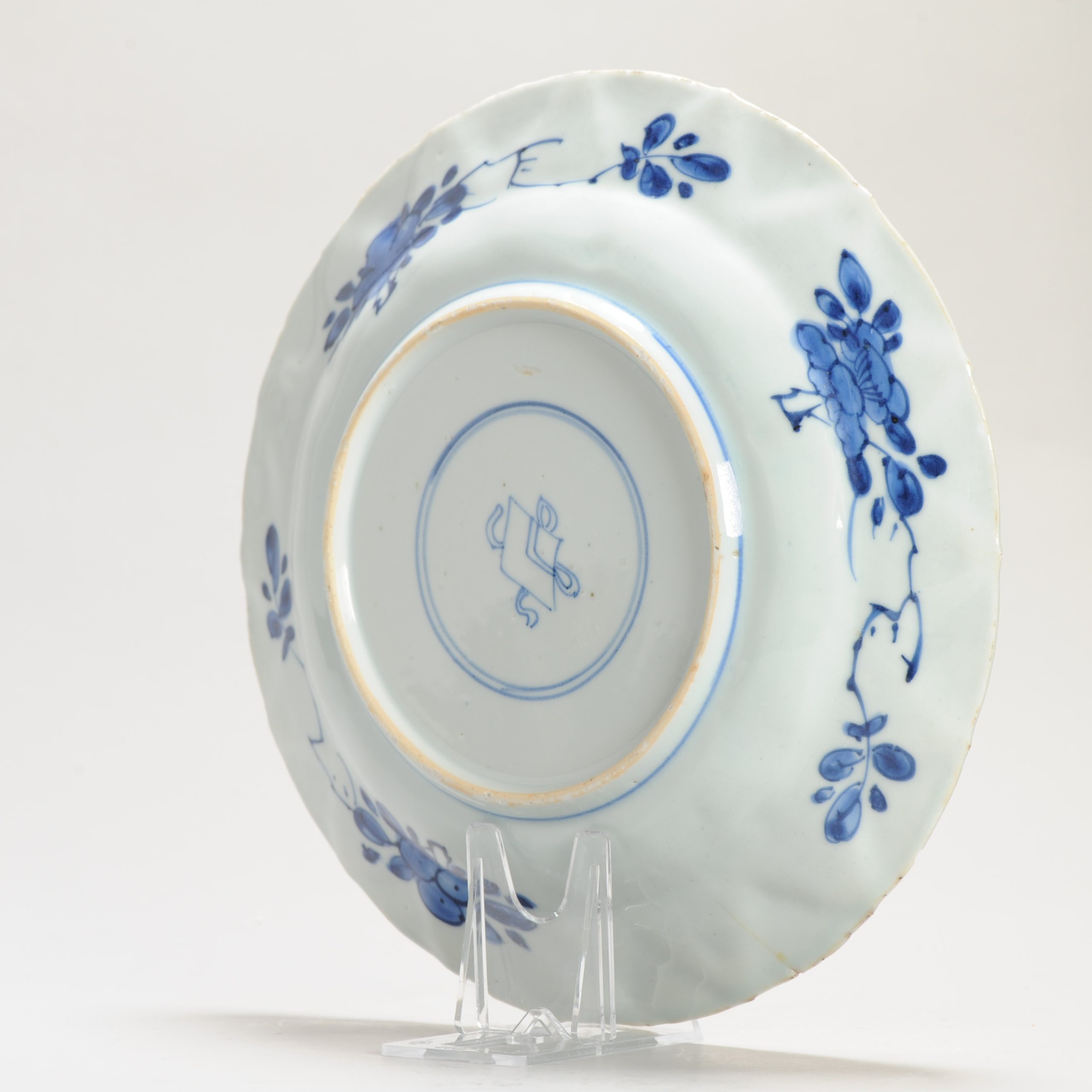 Antique 1700 Chinese Kangxi Period Porcelain Dish Plate Marked Base - Image 6