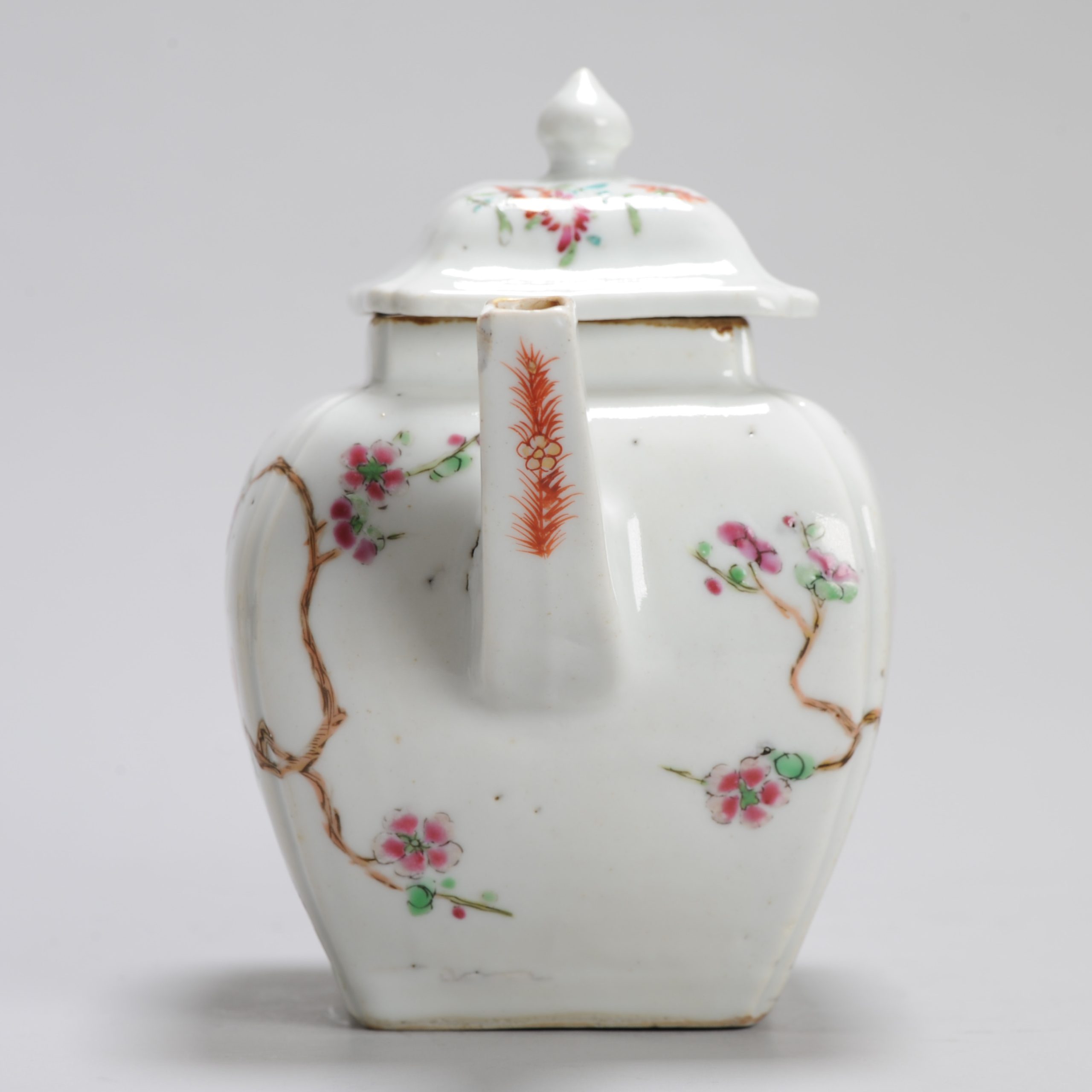 High Quality Antique Ca 1740 Chinese Porcelain Qianlong Decorated Teapot Rose - Image 3