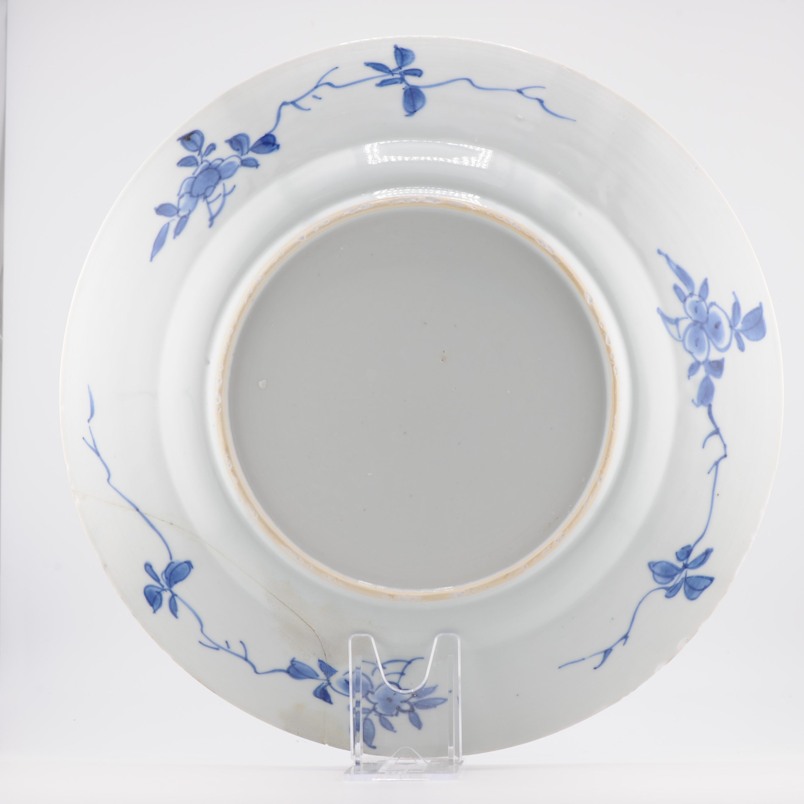 26.8CM Antique ca 1700 Chinese Kangxi Period Porcelain Dish Plate Flowers - Image 8