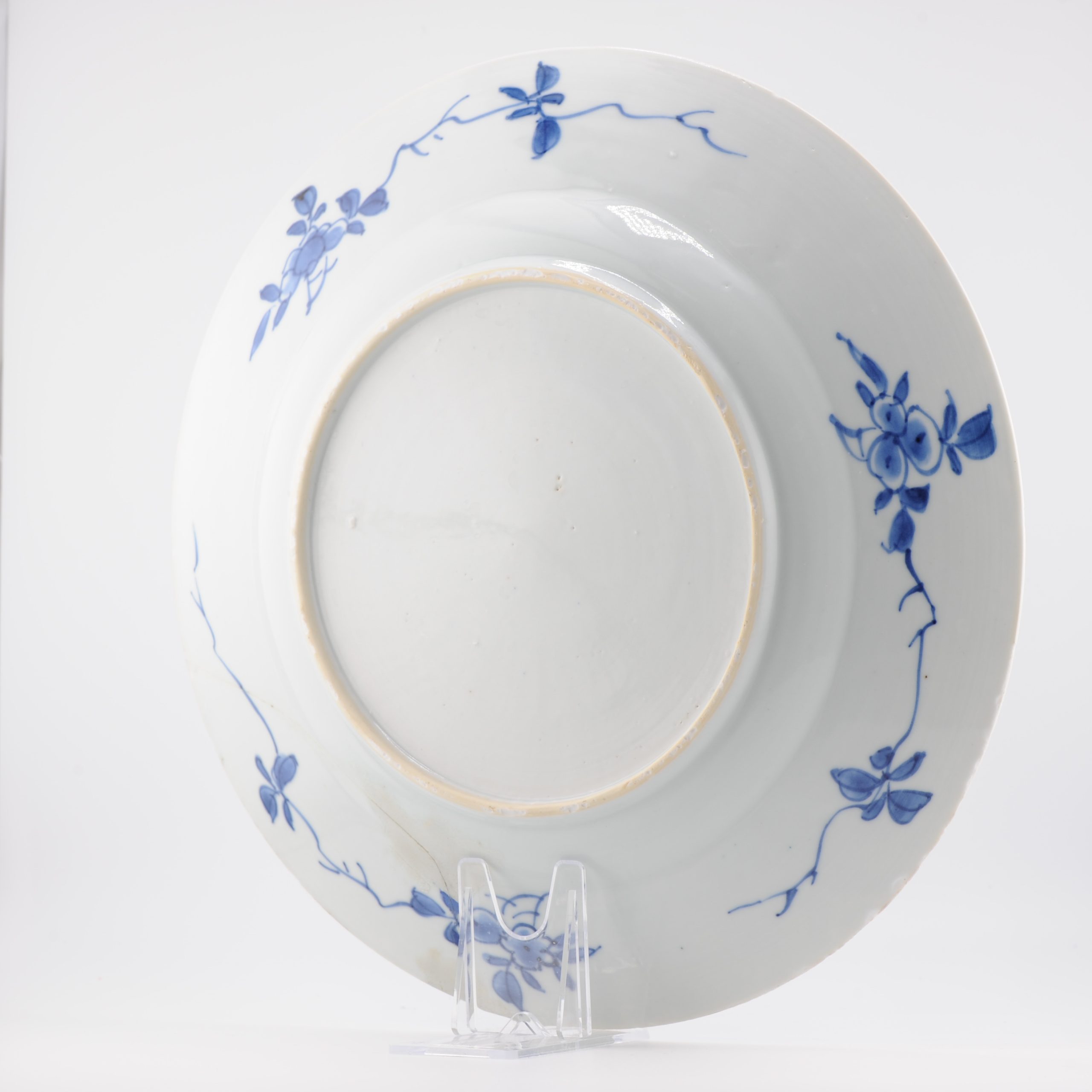 26.8CM Antique ca 1700 Chinese Kangxi Period Porcelain Dish Plate Flowers - Image 7