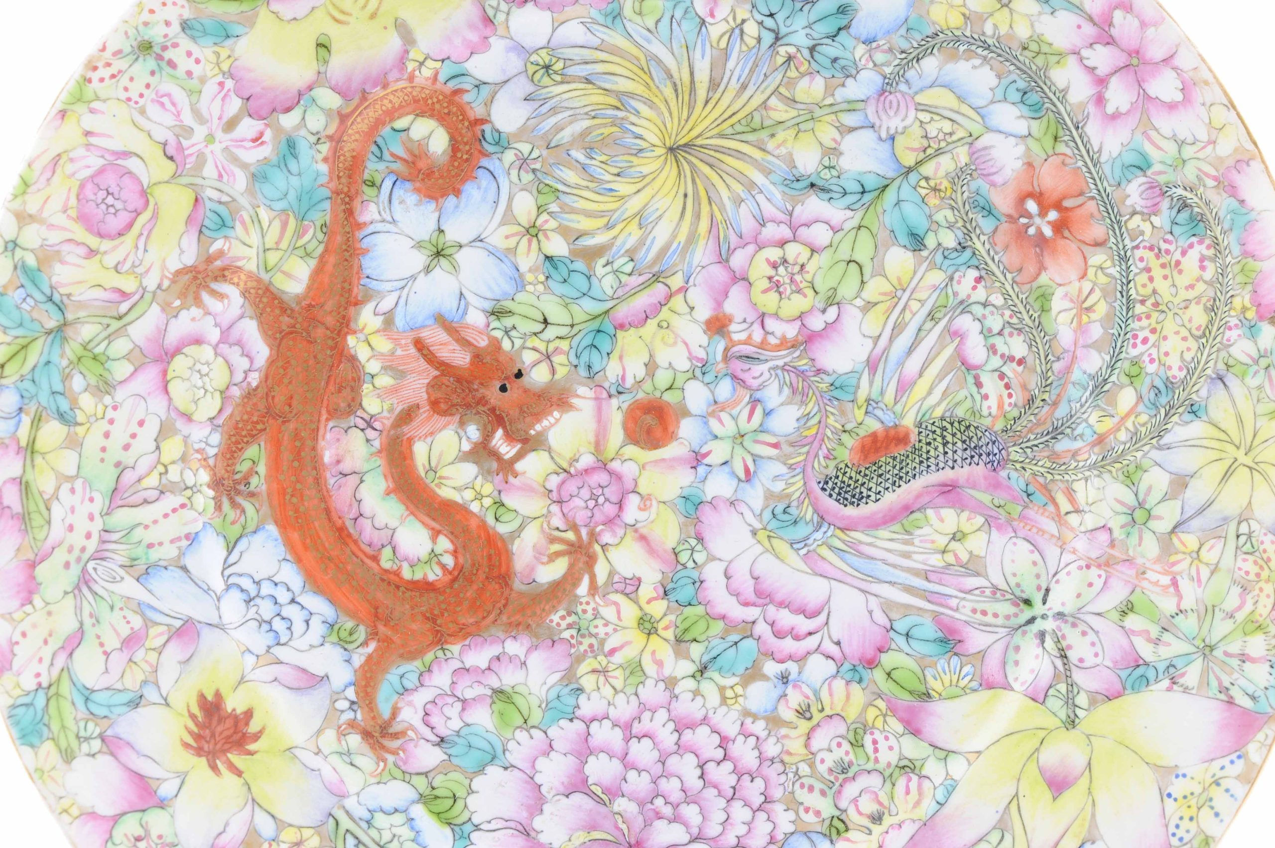 Antique 1st half of 20th c Chinese Porcelain Marked Millefiori Plate Republic Period - Image 19
