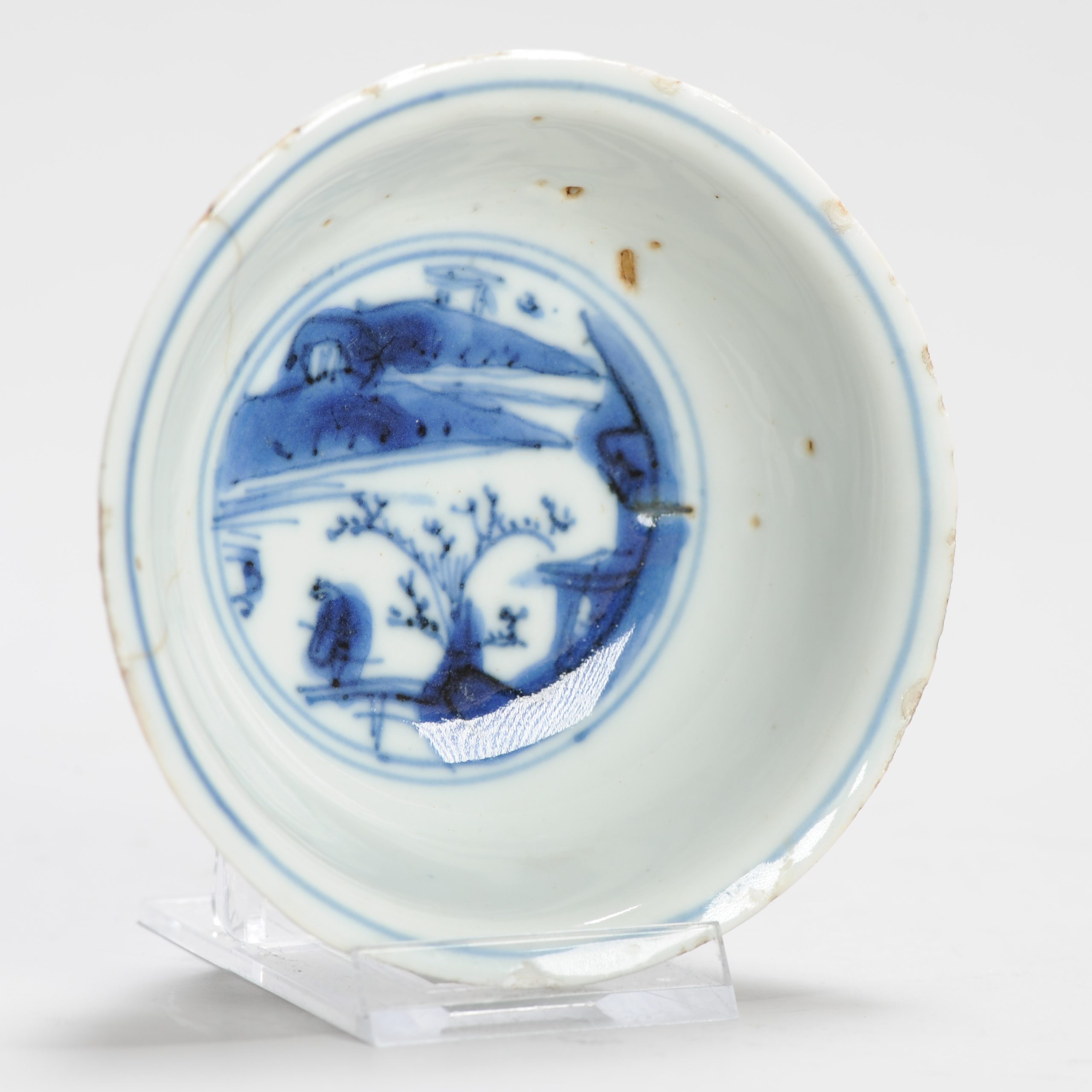 Antique Chinese Porcelain Ko Sometsuke Little Bowl Tianqi Period Ni Zan Style - Image 2