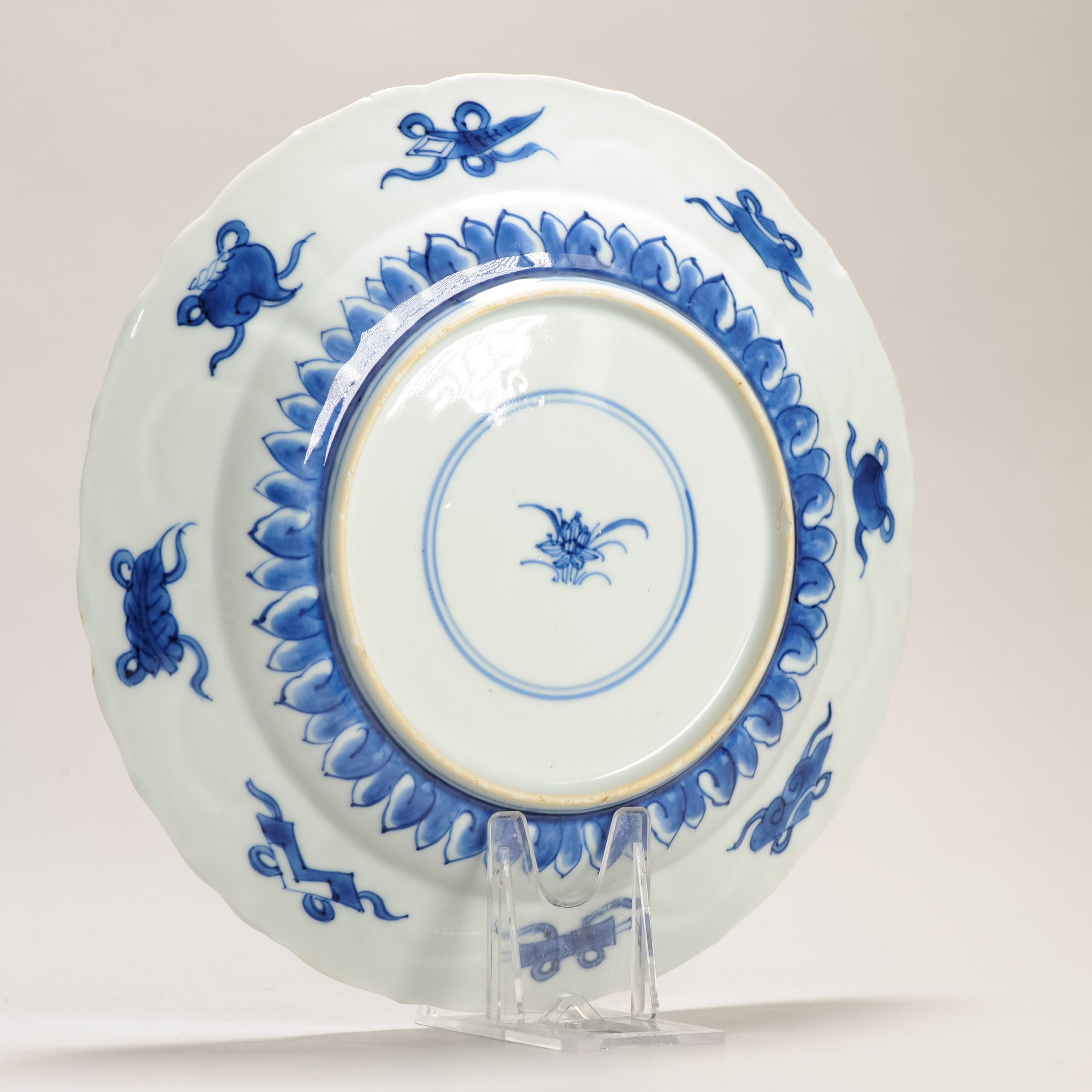 Antique 1700 Chinese Kangxi Period Porcelain Dish Plate Marked Base - Image 9