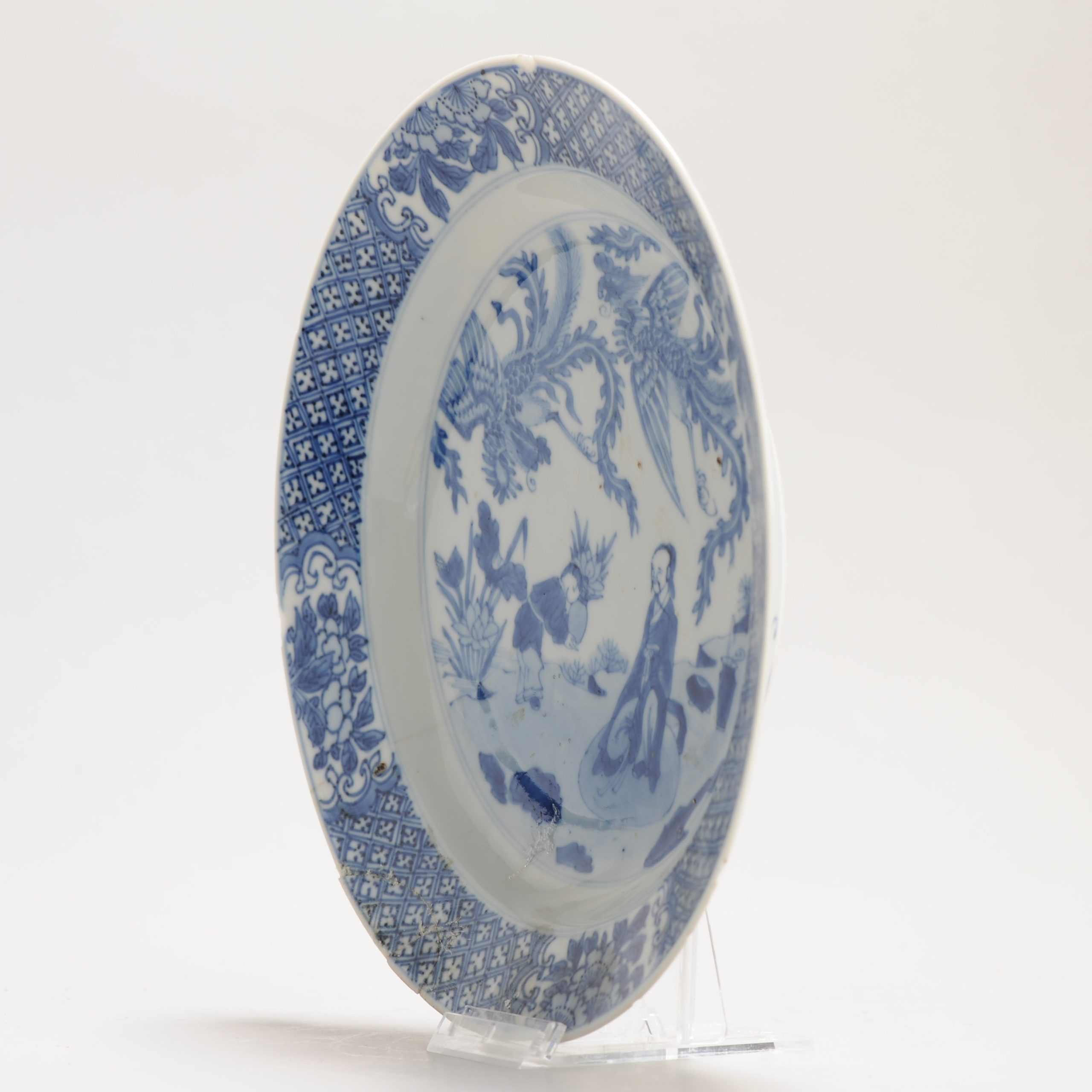 Antique 1700 Chinese Kangxi Period Porcelain Dish Plate Marked Base - Image 12
