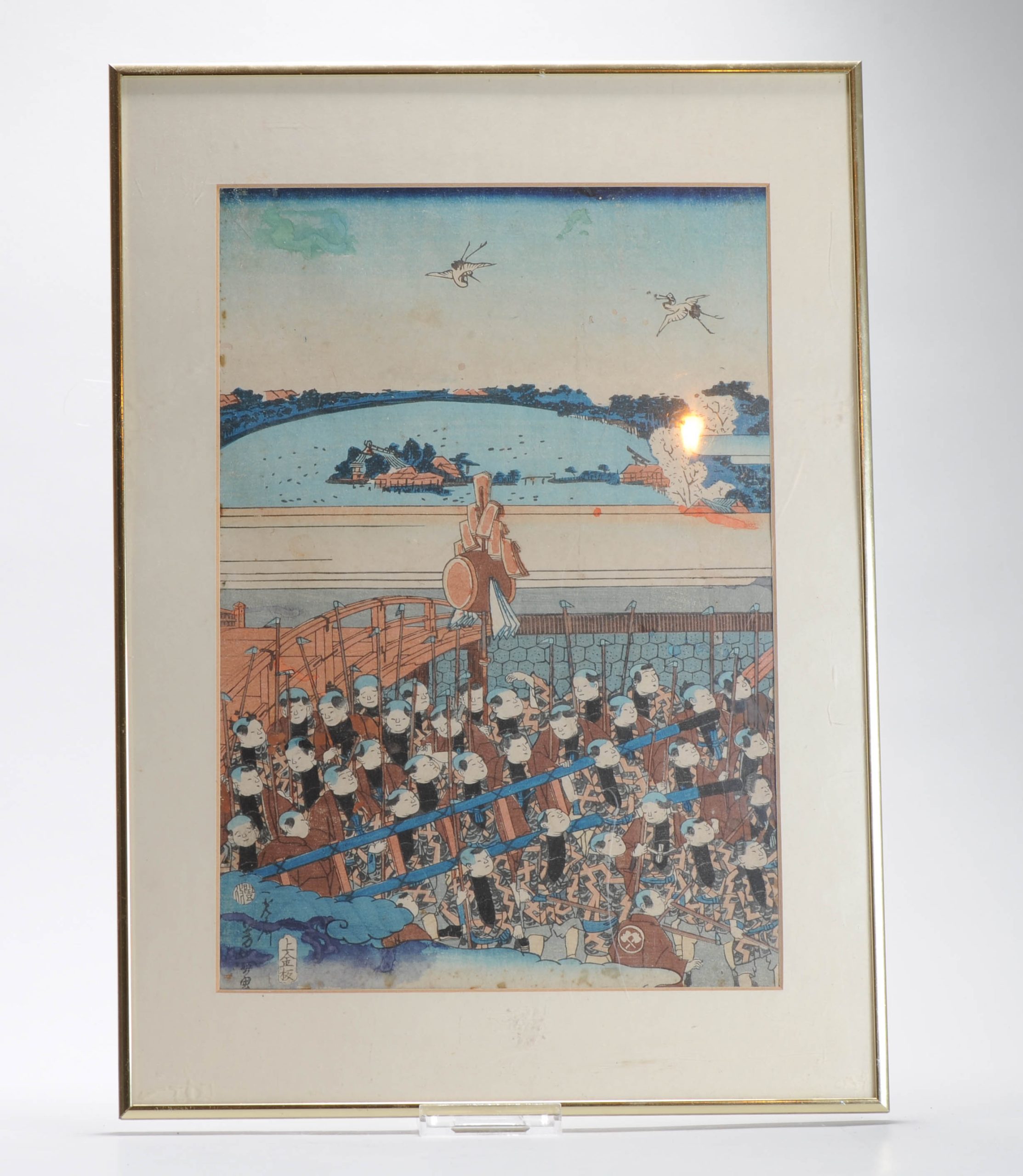 Antique Edo Period 19th c Woodblock Print – Procession of Soldiers