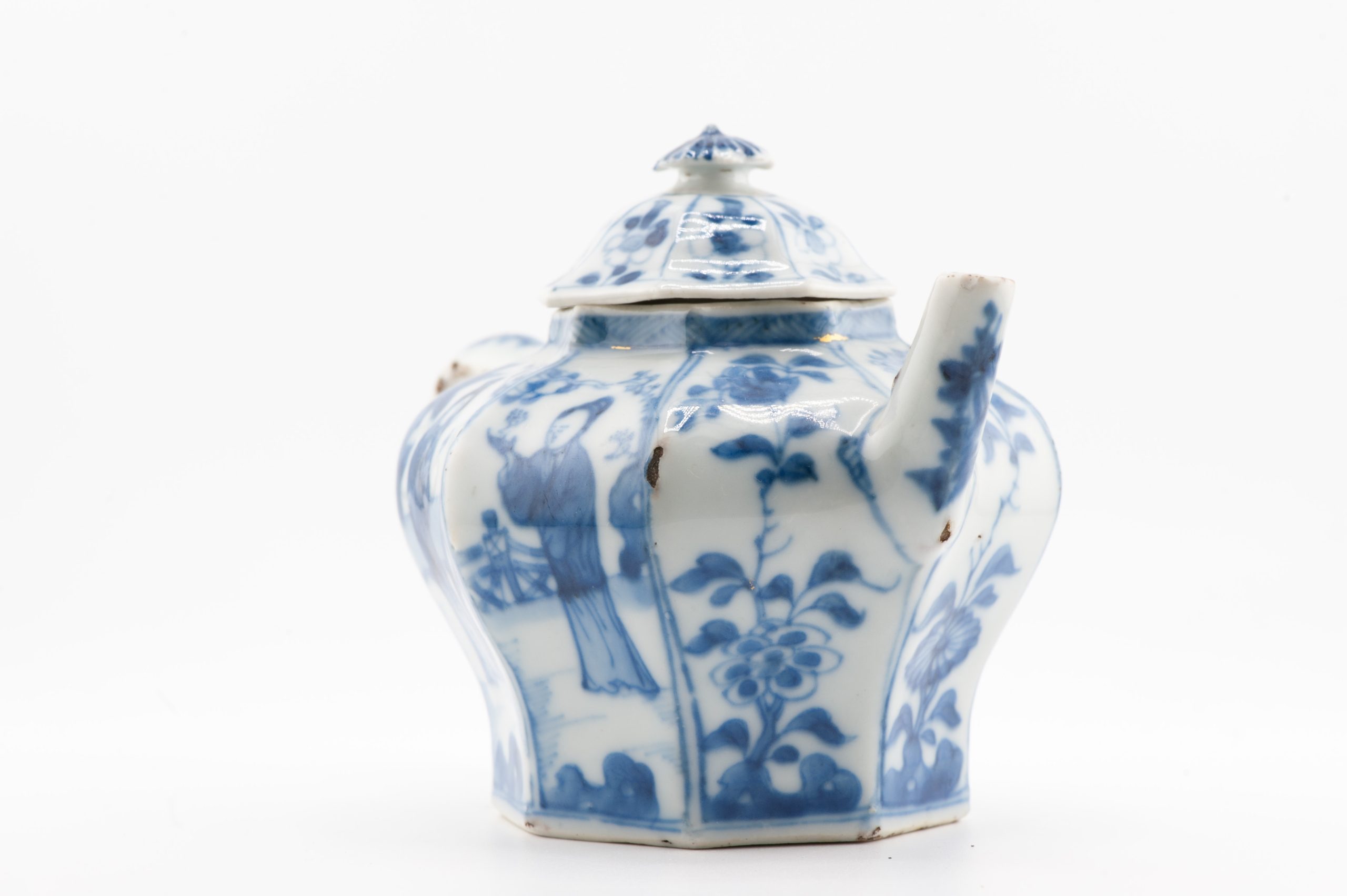 Antique Kangxi Period Chinese Porcelain Blue & White Teapot Landscape - Image 13