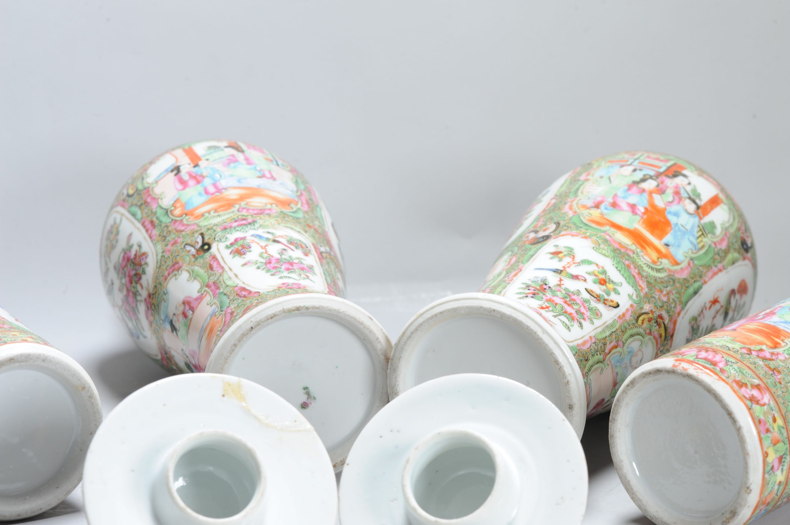 Antique Chinese Porcelain 19C Garniture Cantonese Vases Chinese China Flower - Image 24