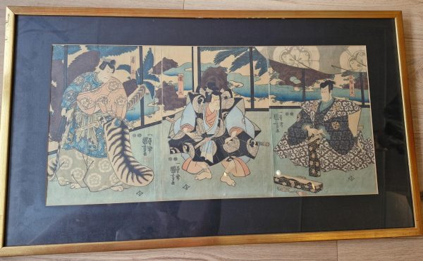 Antique Woodblock Print Kabuki Actors - Edo Period - Utagawa Kuniyoshi (1798 - 1861)