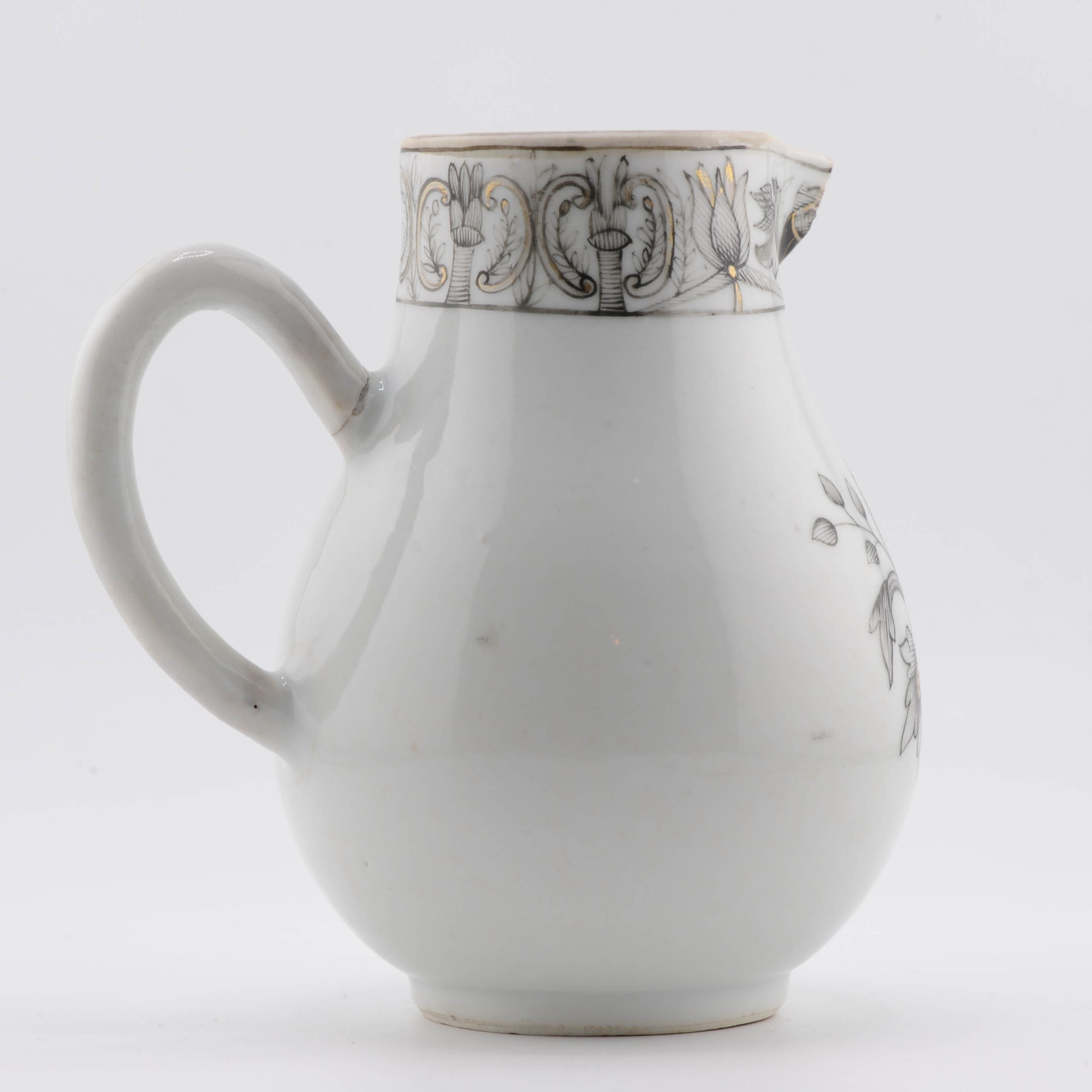 Antique 18C Chinese Porcelain Encre de Chine Grisaille Qianlong Jug Birds - Image 4
