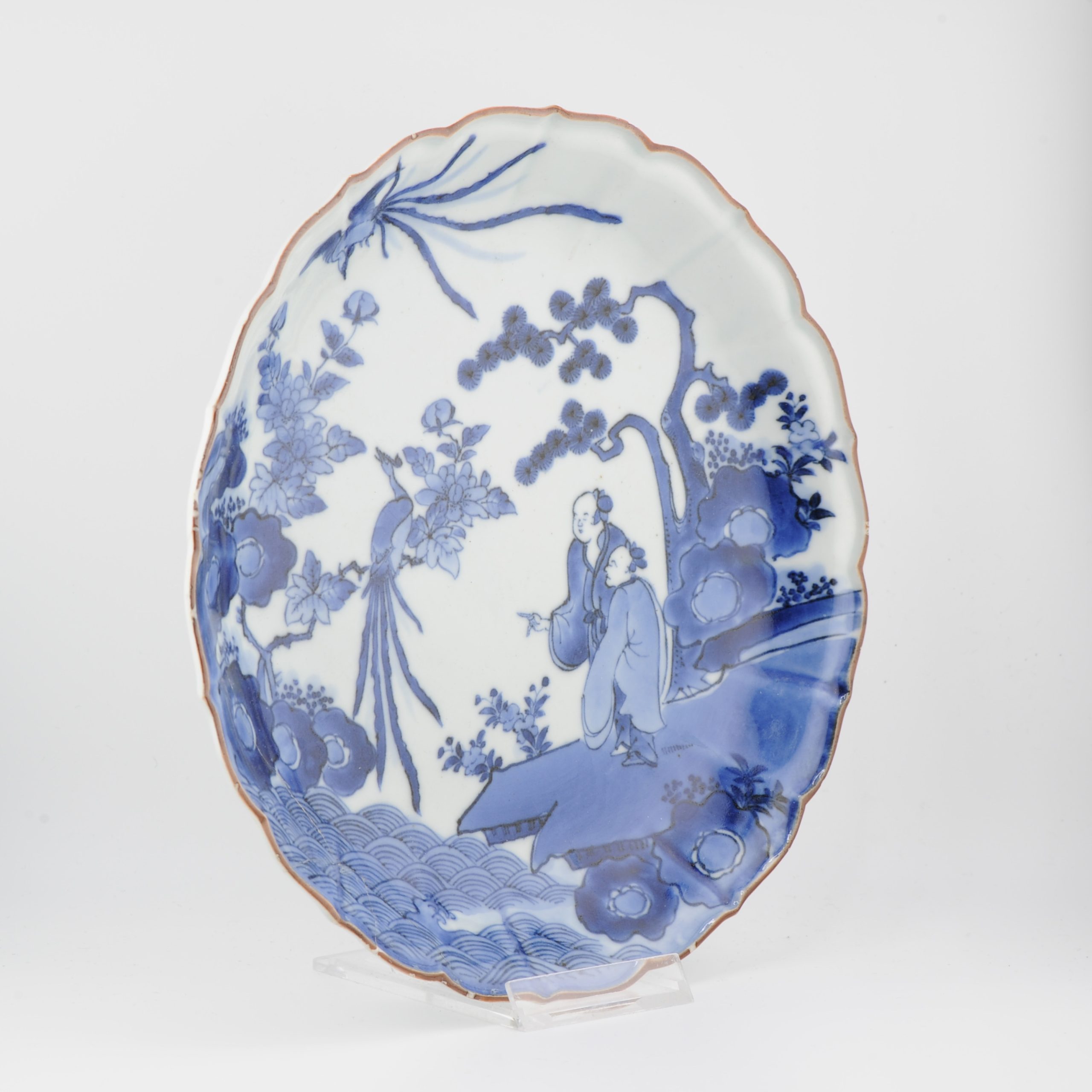 Antique 1680 Japanese Kakiemon Dish with Figures and Fenghuang Japan - Image 12