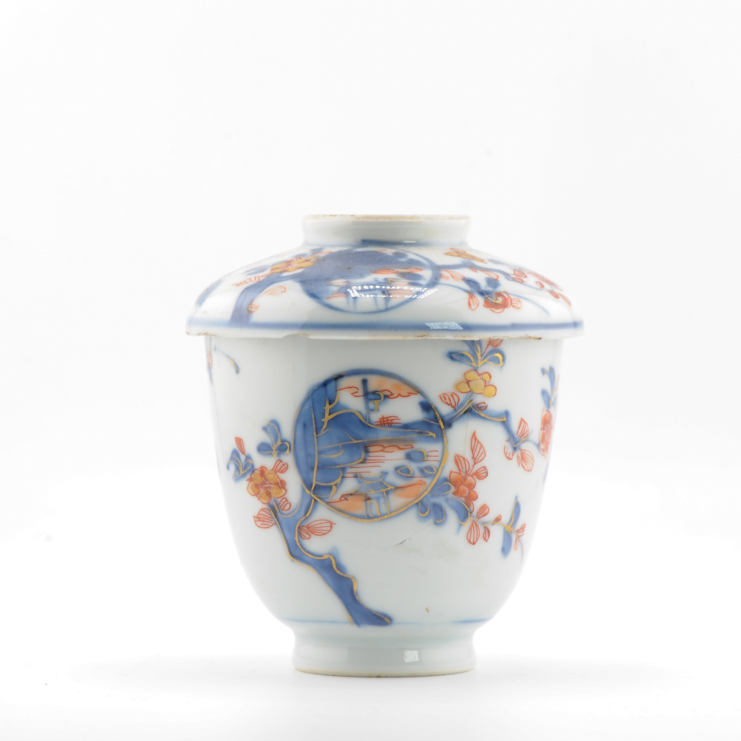 Antique 18C Chinese Porcelain Kangxi Imari Lidded Chocolate Cup Bowl - Image 4