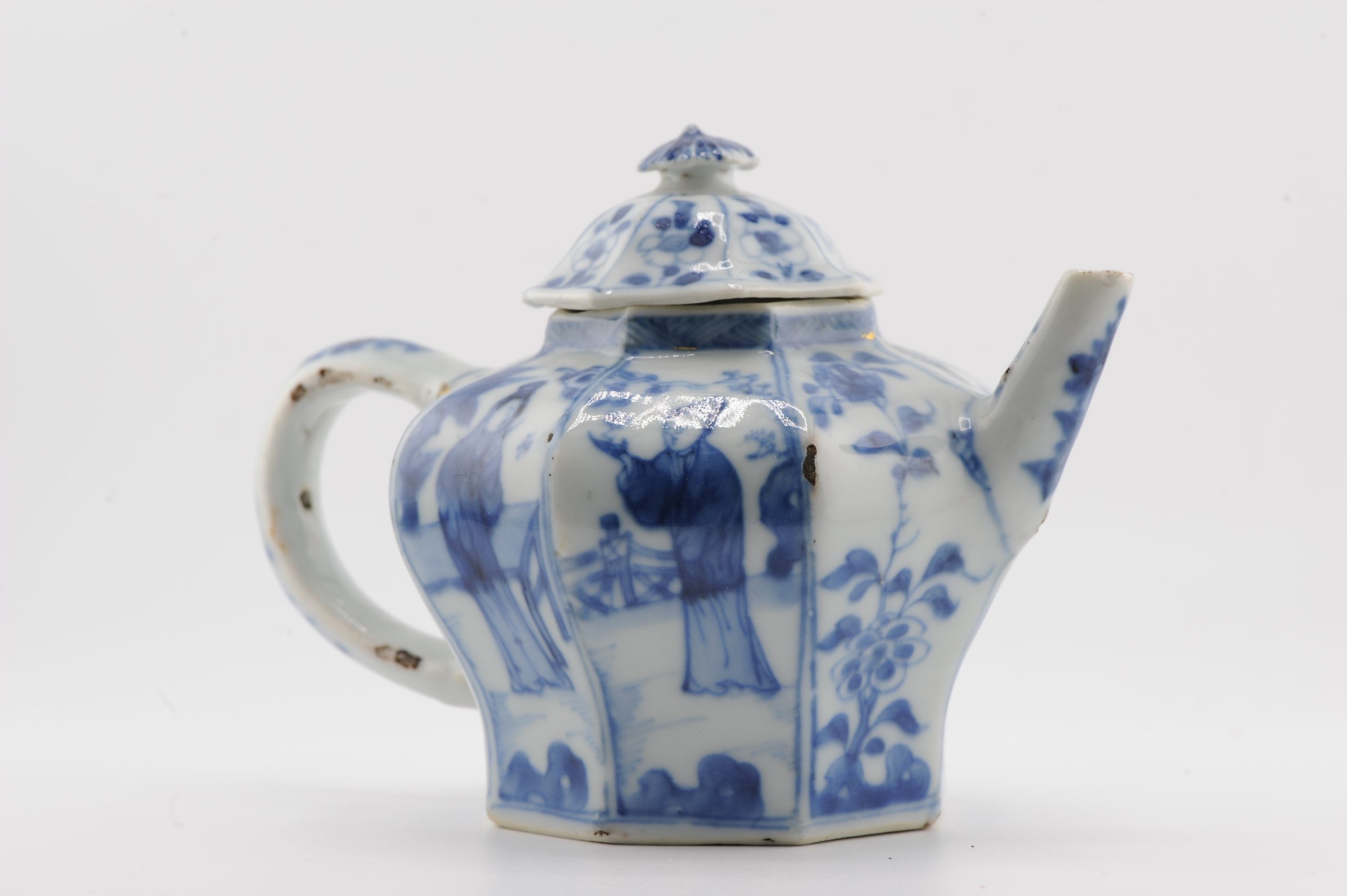 Antique Kangxi Period Chinese Porcelain Blue & White Teapot Landscape - Image 14