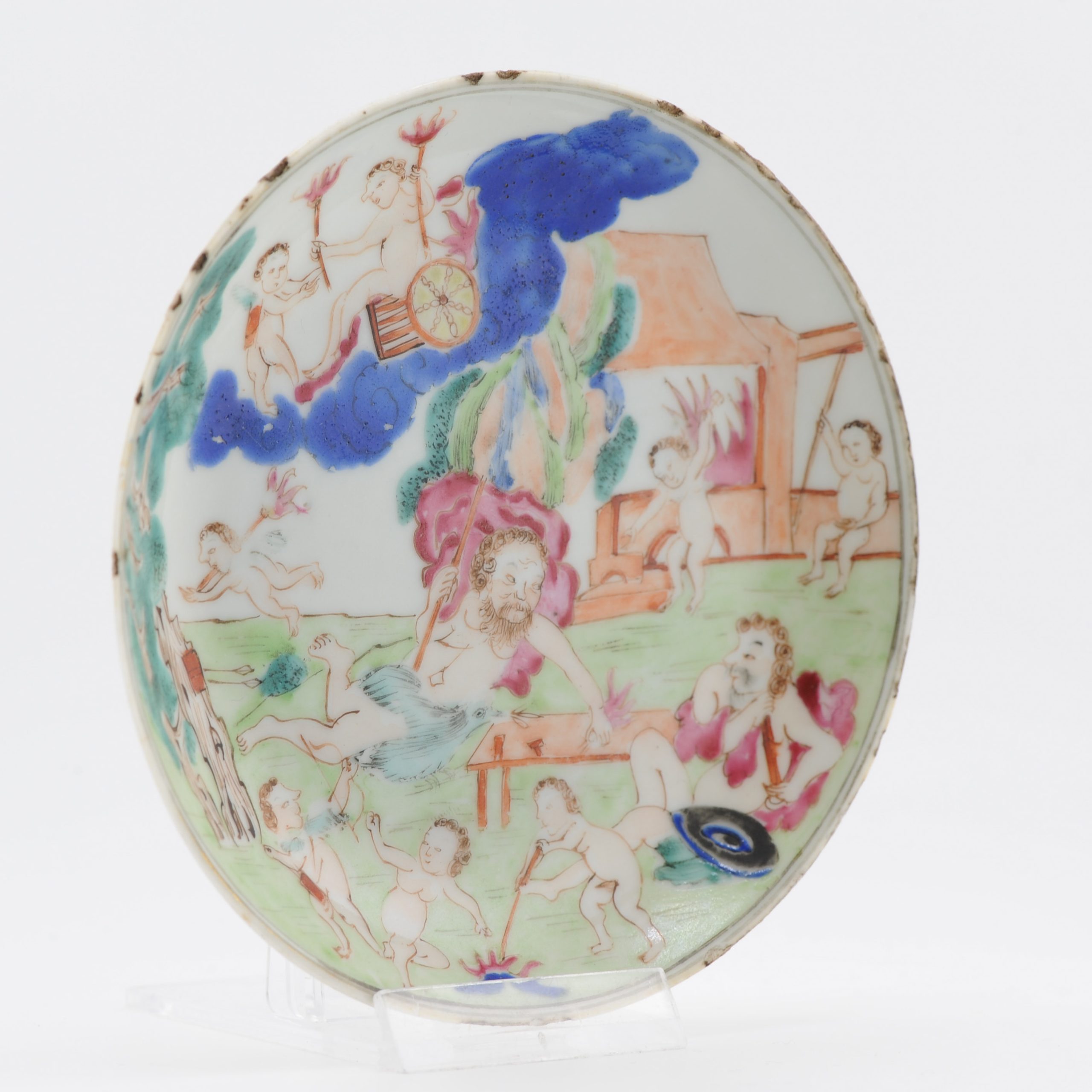 Antique 18C Chinese Porcelain Famille Rose Qianlong dish Chine de Commande - Image 5