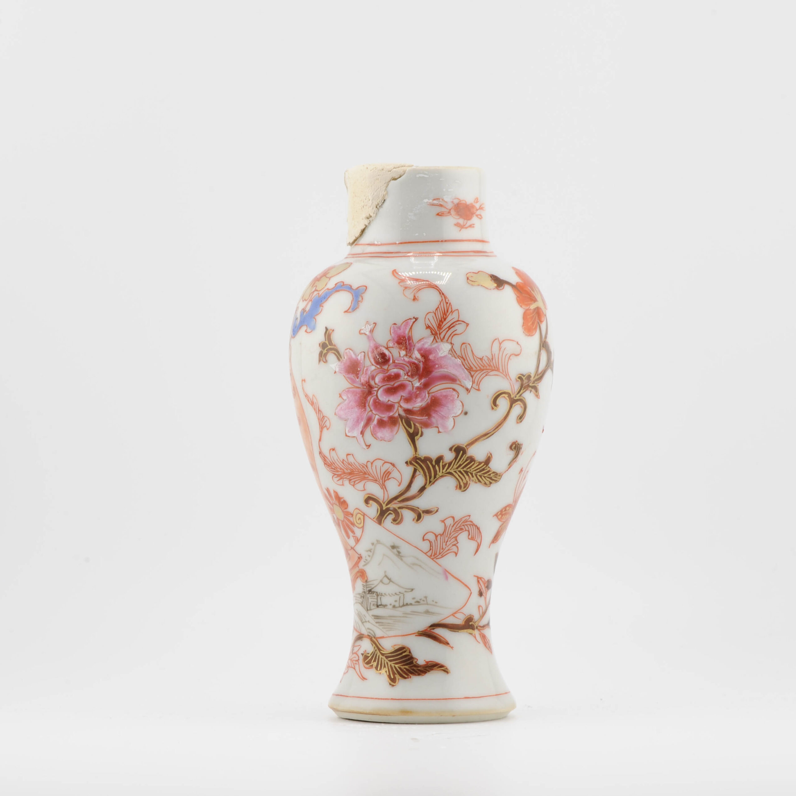 Antique 18C Chinese Porcelain Baluster Vase Fencai Bird and Landscape - Image 10